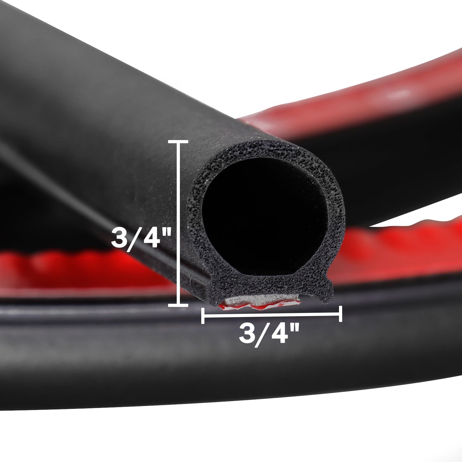 GoldWheel 3/4''  3/4'' D-Shape Weather Stripping 8FT Heavy Duty Bulb Seal Car Door Window Rubber Seal Strip Hollow Gasket Weathe