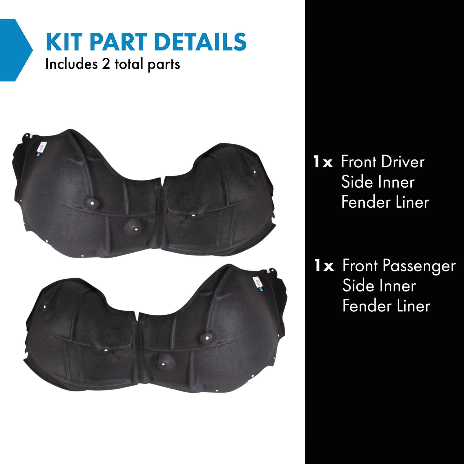 Trq Front Inner Fender Liner Set Compatible With 2021-2023 Chevrolet Suburban Tahoe Gm1248311 Gm1249311