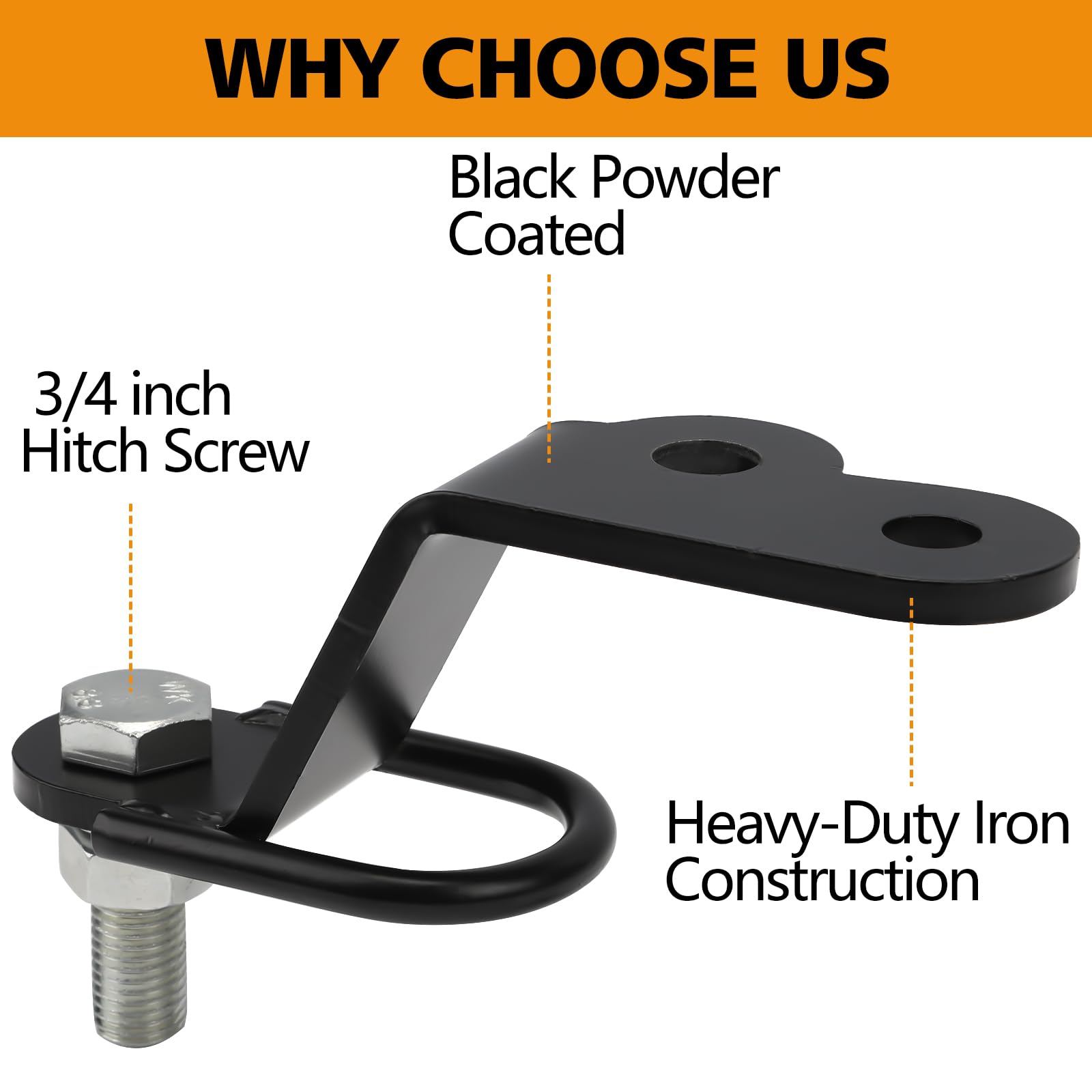 Eapele ATV/UTV Three-Way Hitch, Heavy Duty Iron Attachment, 3000lbs Load, Black