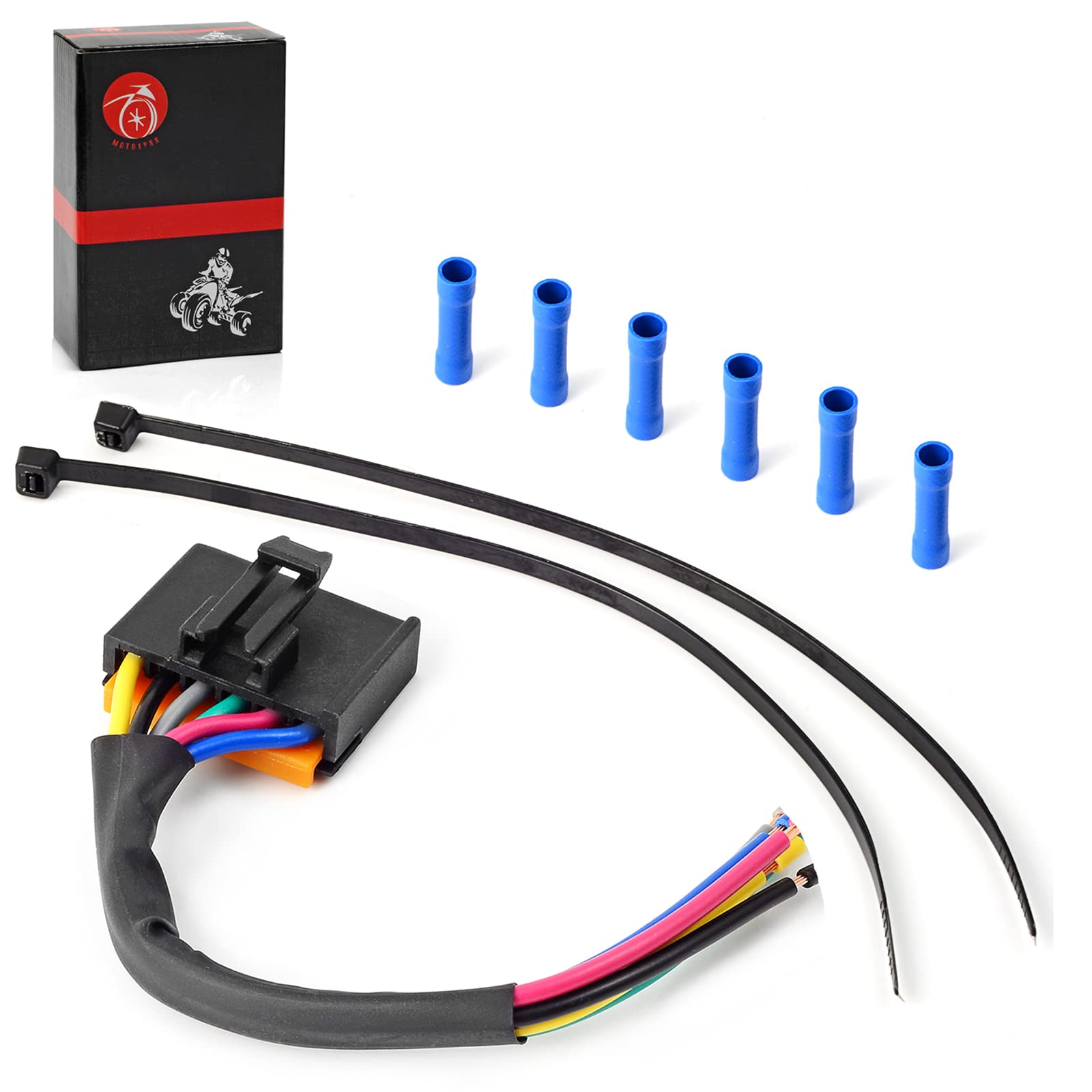 MOTO1988 6 Pin Ignition Key Switch Repair Harness Pigtail for Polaris - Black, Durable ABS Material