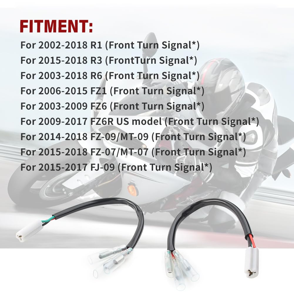 FSFY Adapter Turn Signal Wiring Harness 3 Wire Plug and Play Turn Signal Splitter Harness for Yamaha R1 R3 R6 FZ1 FZ6 FZ07 FZ09