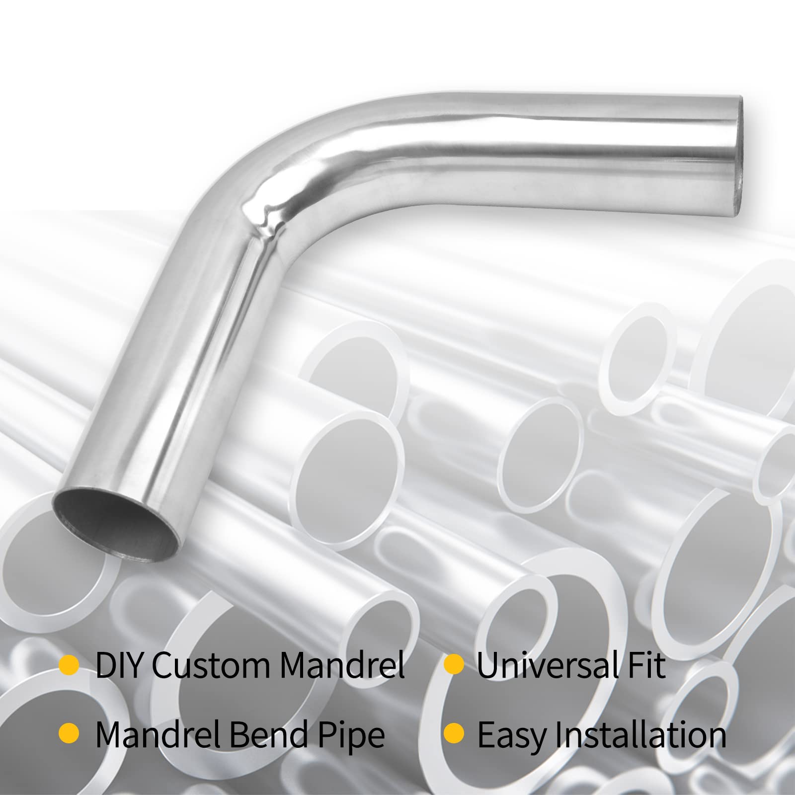 Fgjqefg 2.25 Inch 90 Degree Diy Custom Mandrel Exhaust Pipe Tube Pipe, T304 Stainless Steel, Universal Fit, 15.74 Inch End To End Length, 2.25'' Od Mandrel Bend Pipe