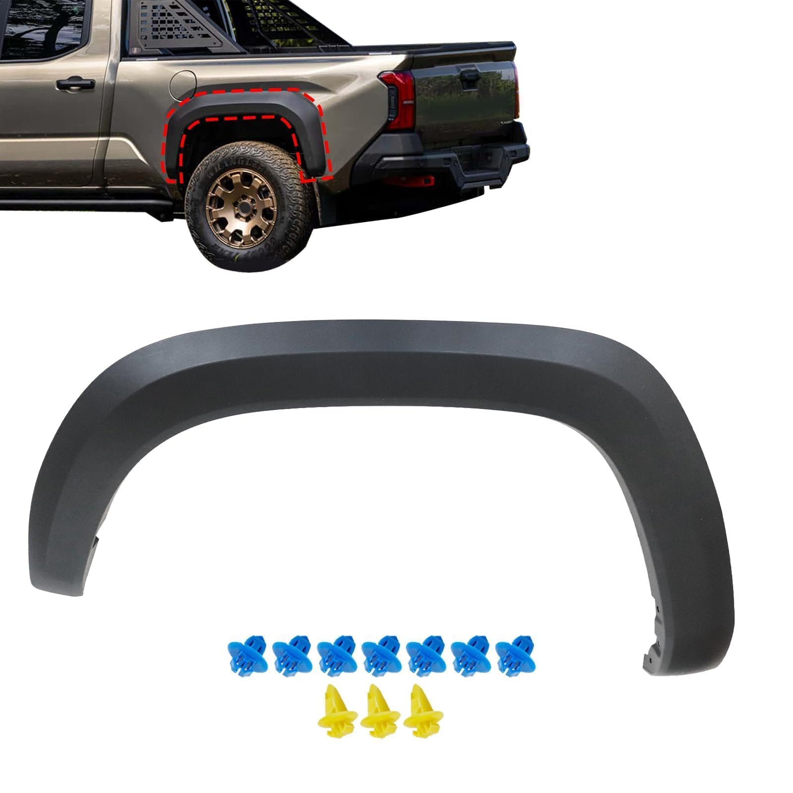 Sekeseauto Left Rear Fender Flares Compatible with Toyota Tacoma 2016-2021 3.5L V6/ 2.7L l4 Replace# 7587404900 7587404090 TO179