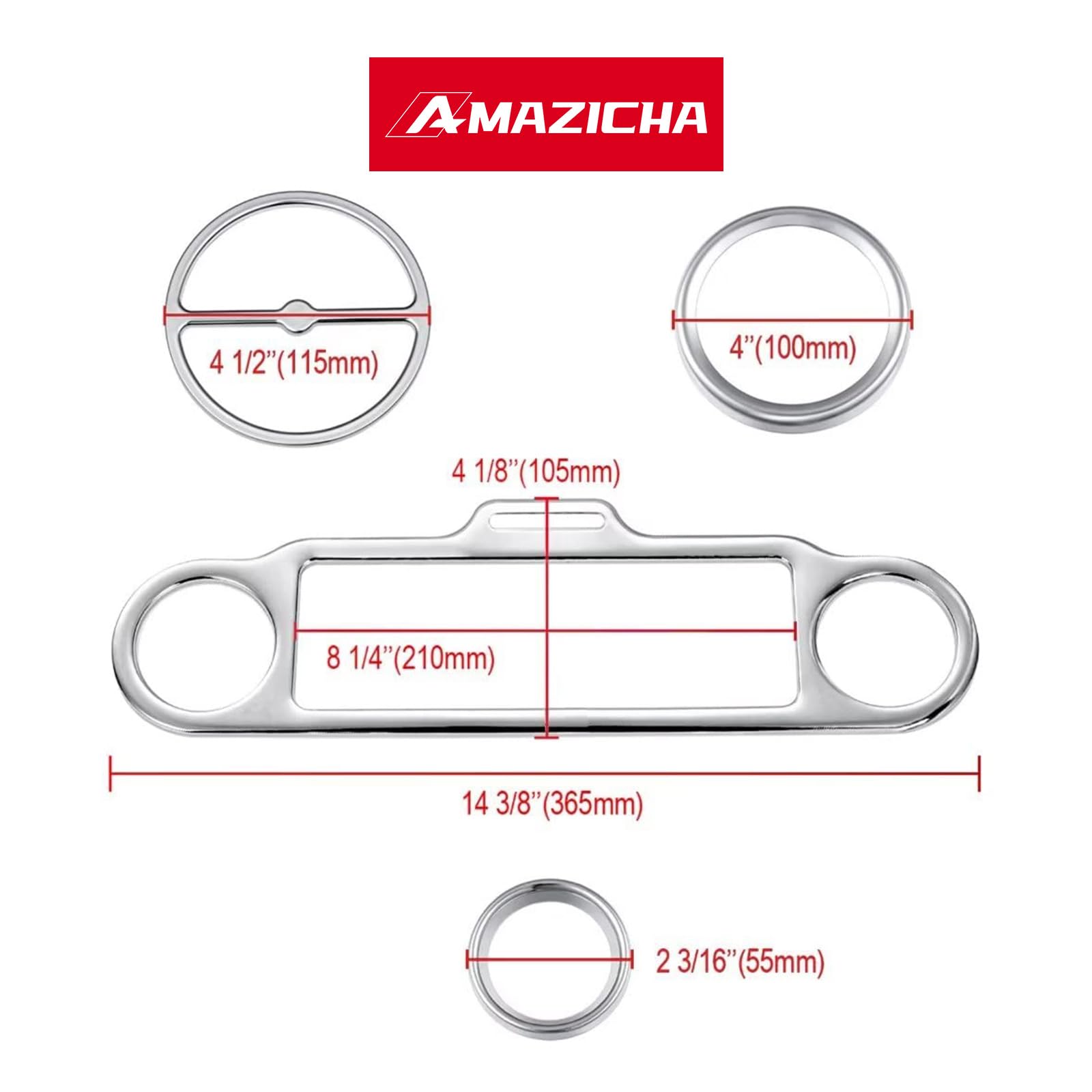 Amazicha 9 PCS Stereo Accent Speedometer Speaker Trim Loop Set for Harley Davidson Electra Street Glide Ultra Classic 1986-2013
