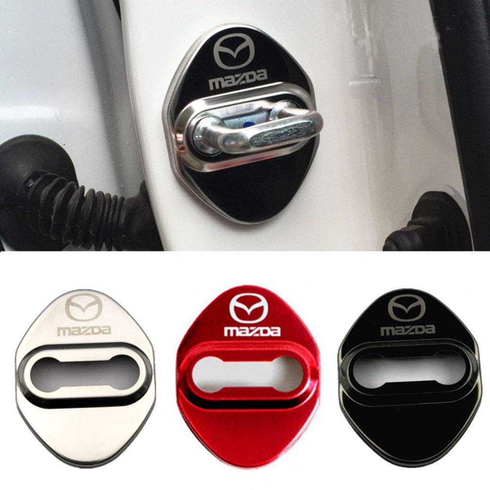 MAXDOOL Stainless Steel Car Door Lock Latches Cover Protector for for Mazda 3,6, Miata MX-5 CX-3,CX-5,CX-9 Car, 3M Adhesive Back