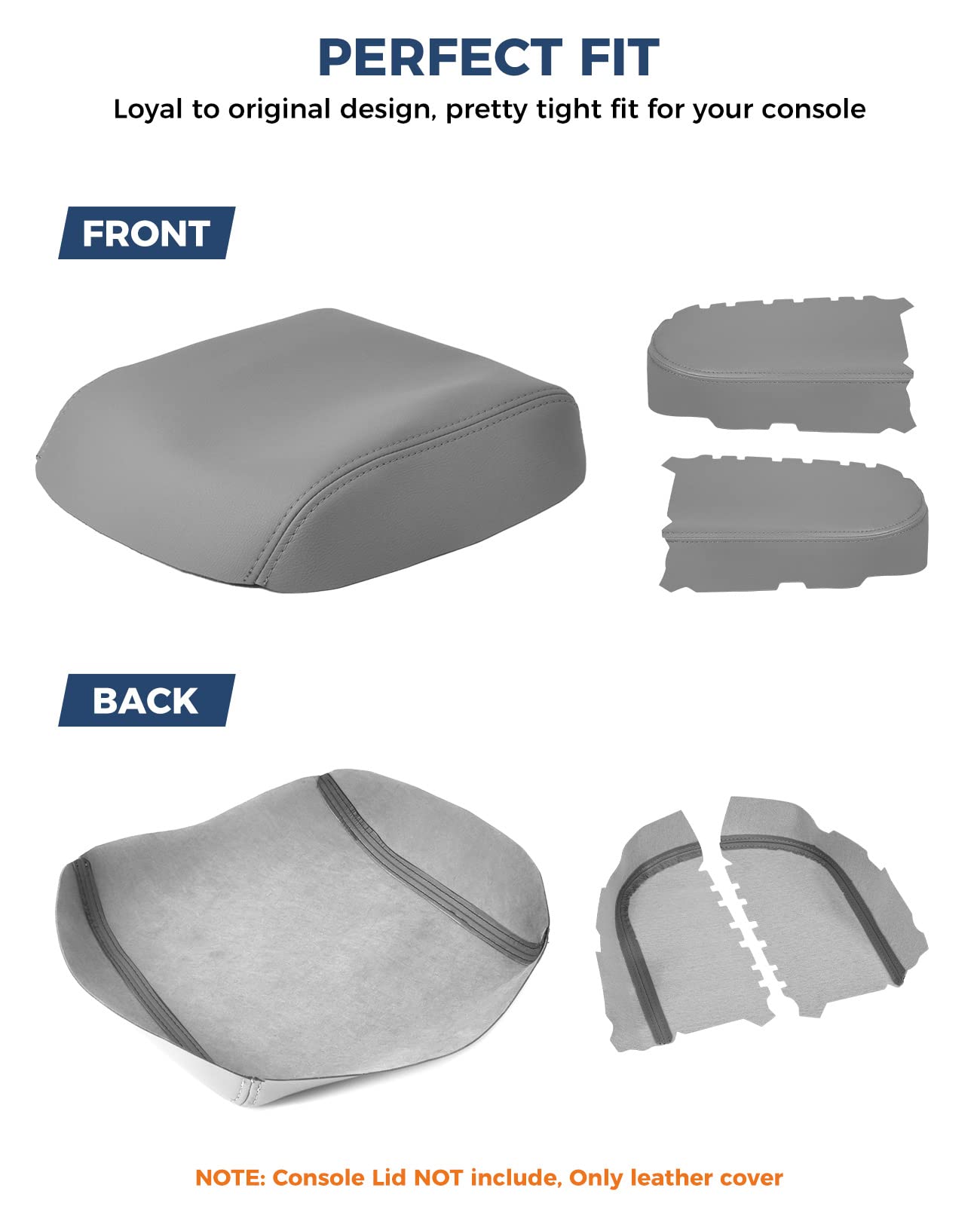 Issyauto Center Console Cover And Front Door Panel Armrest Cover Kit Compatible With 2009-2015 Pilot, Gray Armrest Replacement. Must-Have Christmas Thanksgiving Gifts For Men Women.