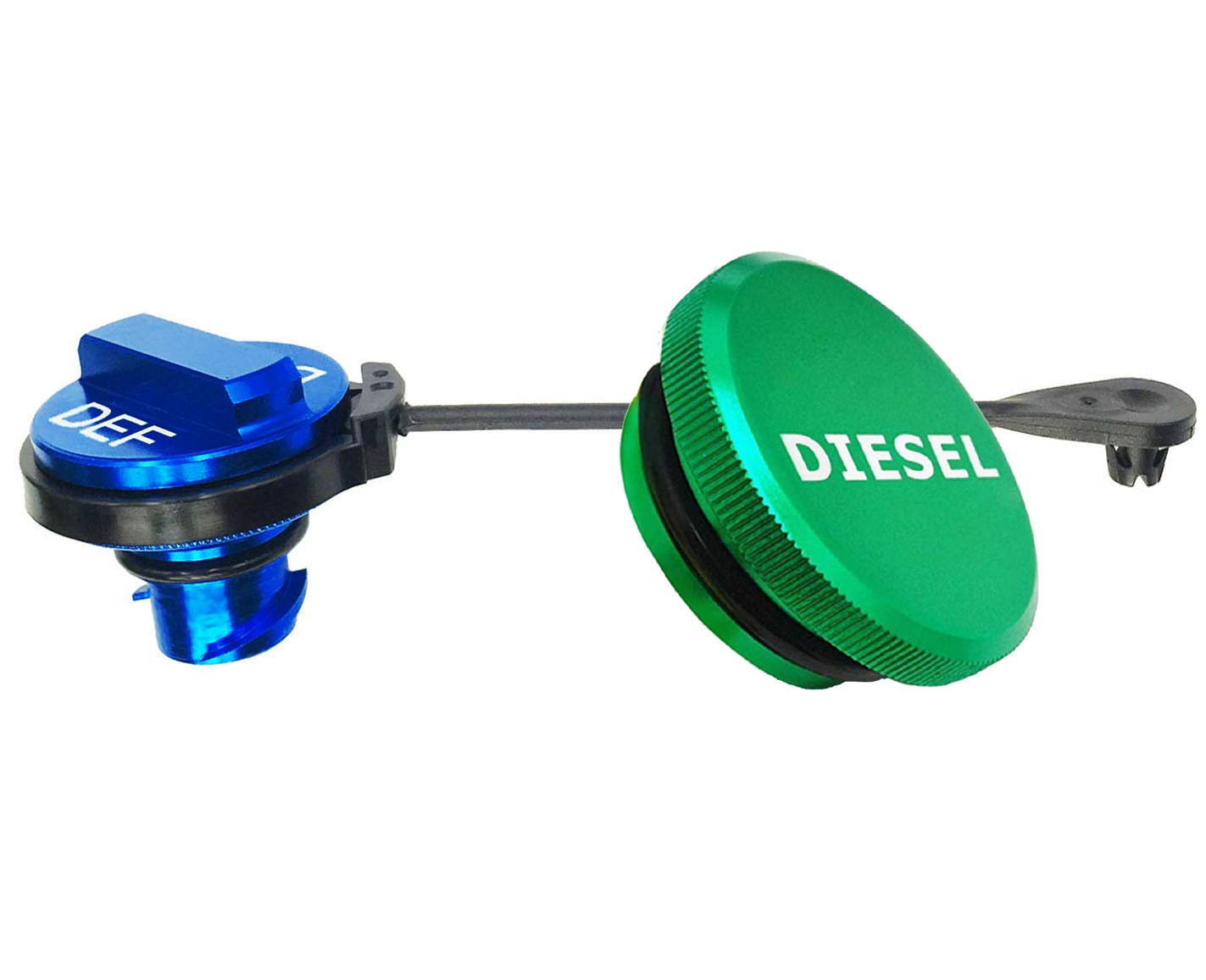illet Aluminum Fuel Cap Combo Pack,Diesel Fuel Cap for Dodge - Magnetic Green Diesel Fuel Cap and Non-magnetic Blue DEF Cap for 