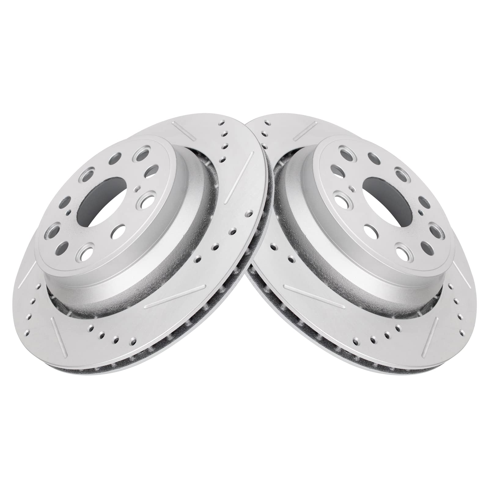 Trq Rear Performance Brake Rotors Set Premium G-Coated Cross Drilled & Slotted Compatible With 2007-2017 Lexus Ls460