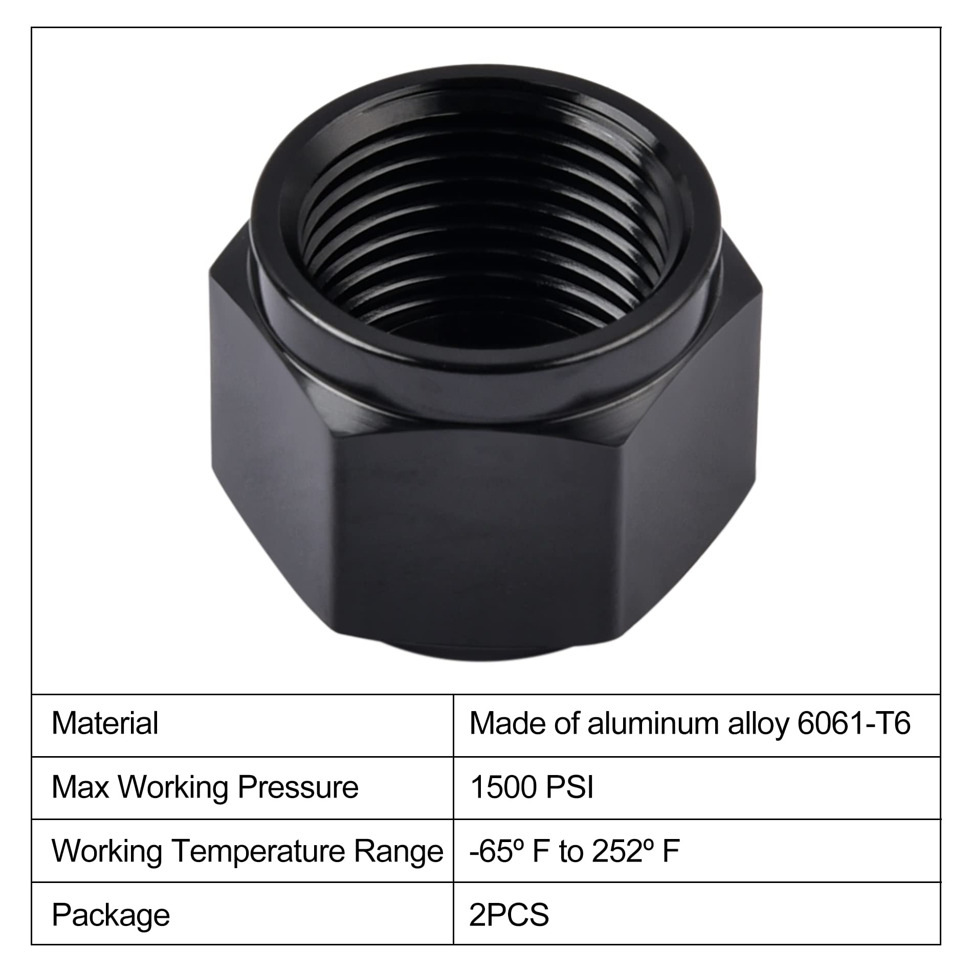 Evil Energy 4An Flare Cap Block Off Fitting Plug Black 2Pcs