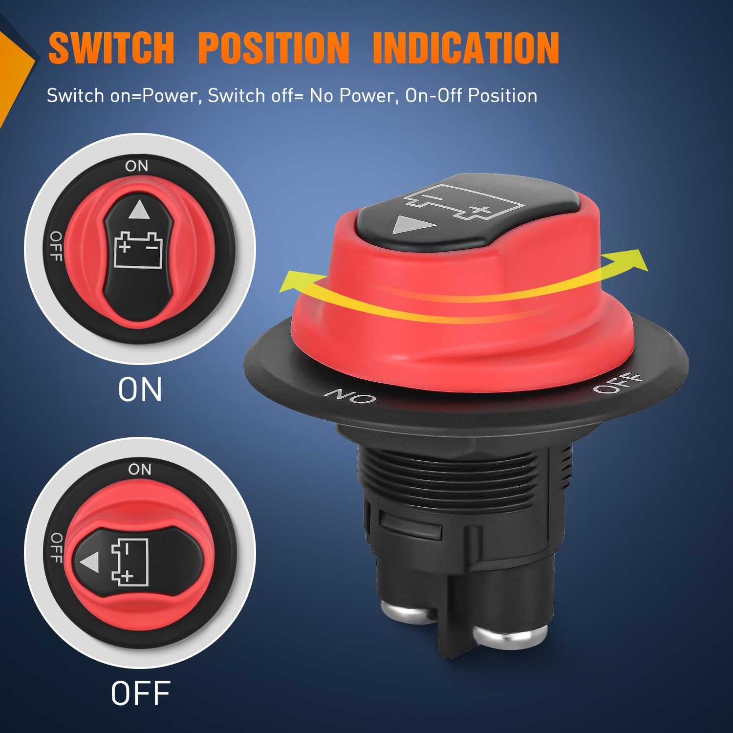 Nilight 50A Battery Disconnect Switch - Waterproof Master Isolator for 12V-48V Marine, RV, Car, ATV, UTV - Model 90327A