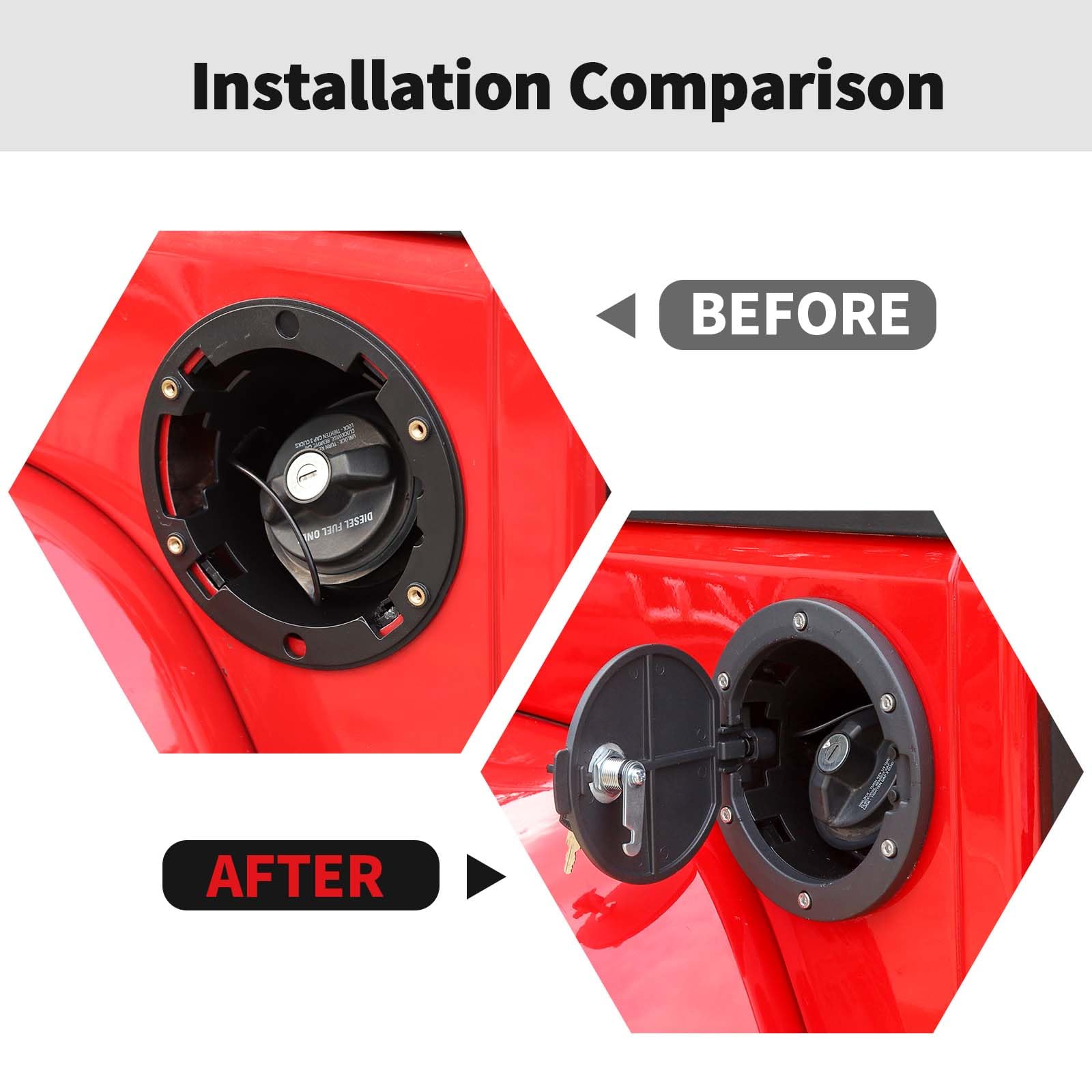 Rt-Tcz Fuel Filler Door Locking Gas Tank Cap Cover Accessories For 2007-2017 Jeep Wrangler Jk & Unlimited Sport Rubicon Sahara,Locking Black