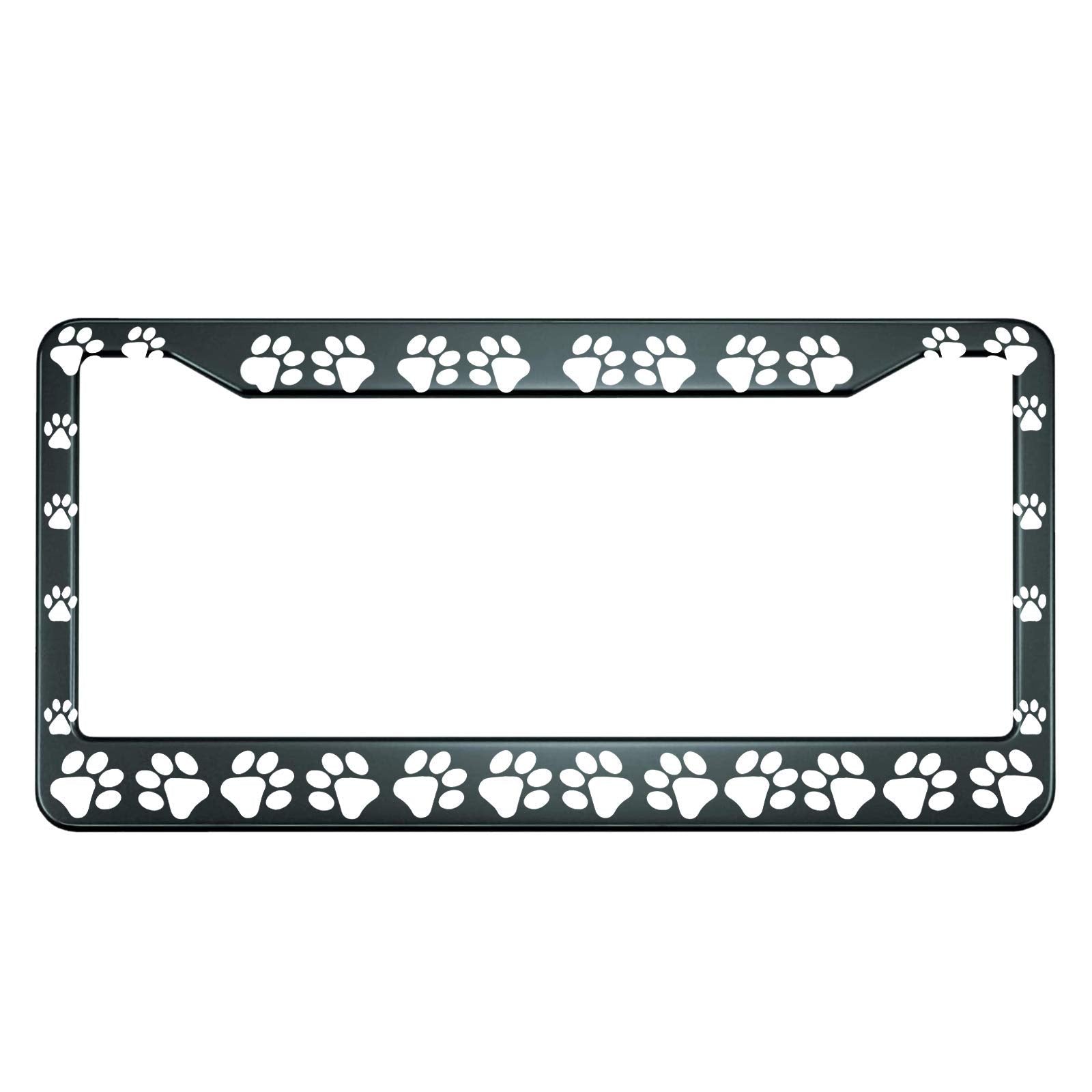 HOSNYE Cat Dog Paw Print License Plate Frame Animal Footprints Metal License Plate Cover Front Plates Frames Car Tag Frame for W