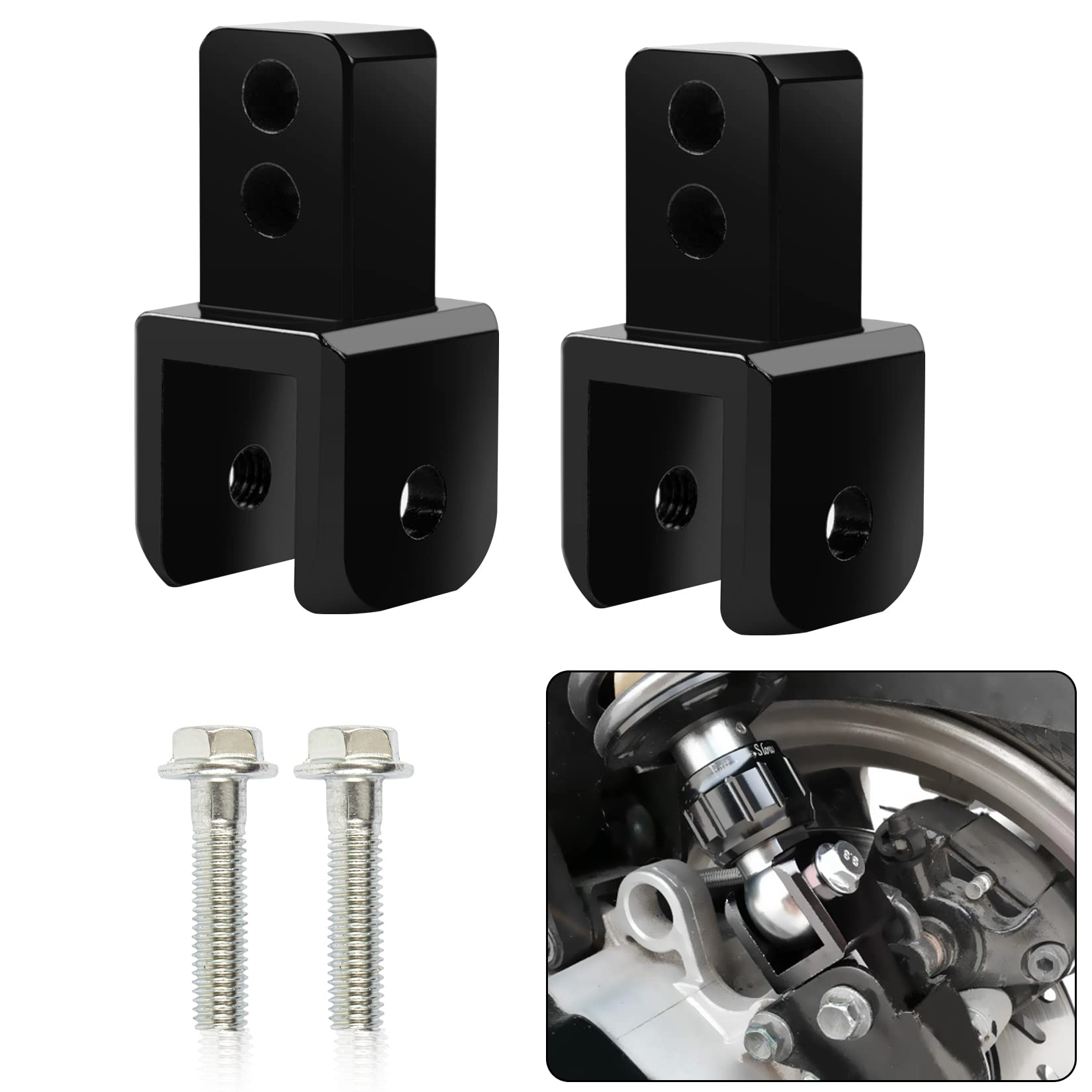 M8 8Mm Rear Shock Extender Absorbers Universal Motorcycle Riser Heightening Adapter High Damping Device Thicken Pad Chassis Extender Taper Riser With Screws(Black)