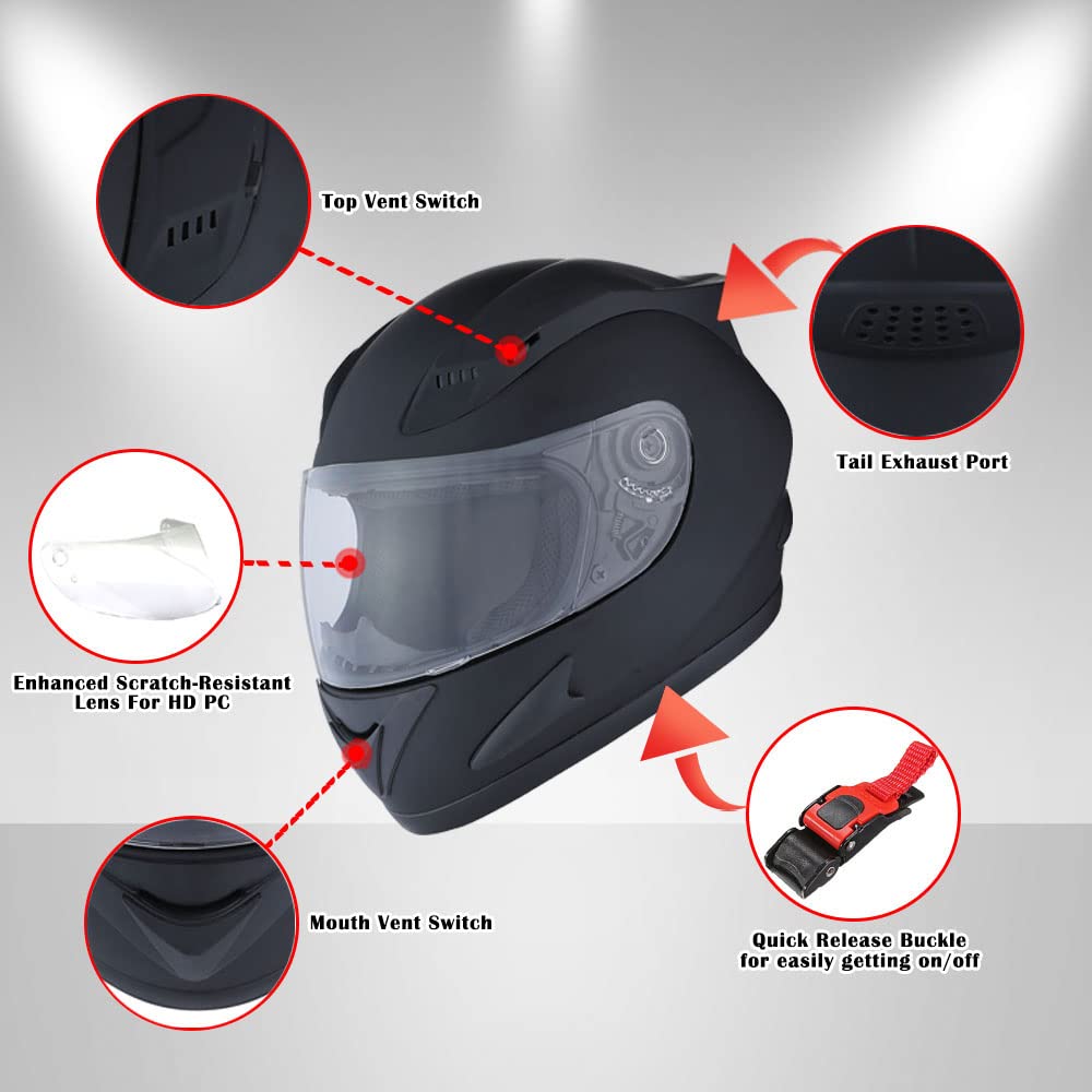 1Storm Motorcycle Bike Full FACE Helmet Mechanic Skull - Tinted Visor Green Size XL (59-60 CM 23.2/23.4 Inch)