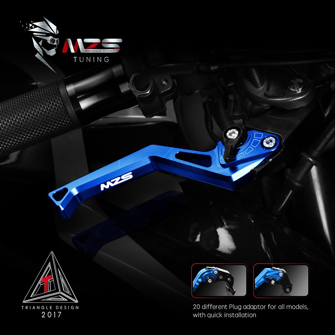 MZS Adjustable Blue Motorcycle Clutch Brake Levers for Vulcan S 650, Z900, Z650, EX650, KLE650, KLZ1000 - Short Design