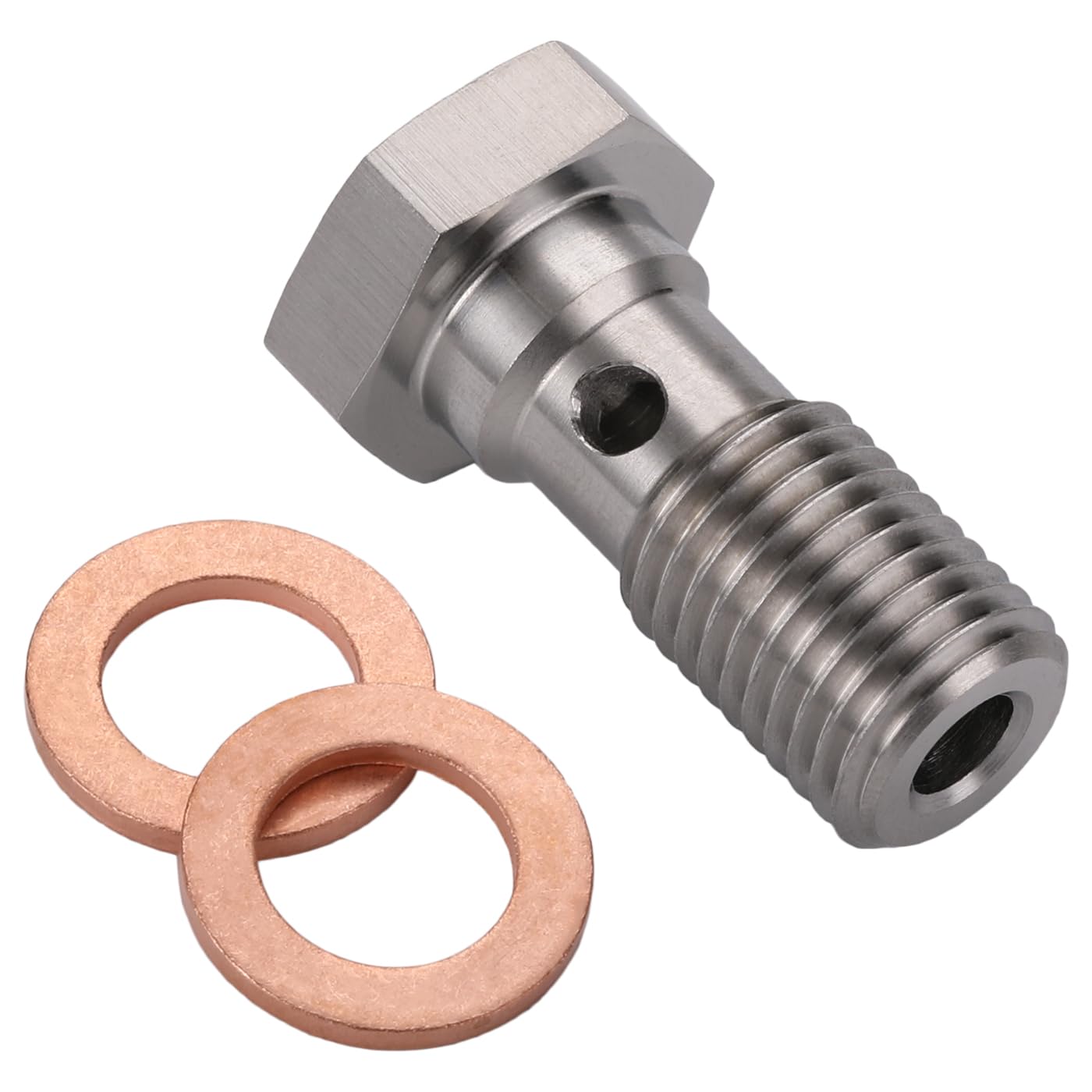 Podavelle 4An 7/16 X 20 Unf Stainless Steel Single Banjo Bolt Brake Fitting Adapter 25Mm Long With Copper Washers