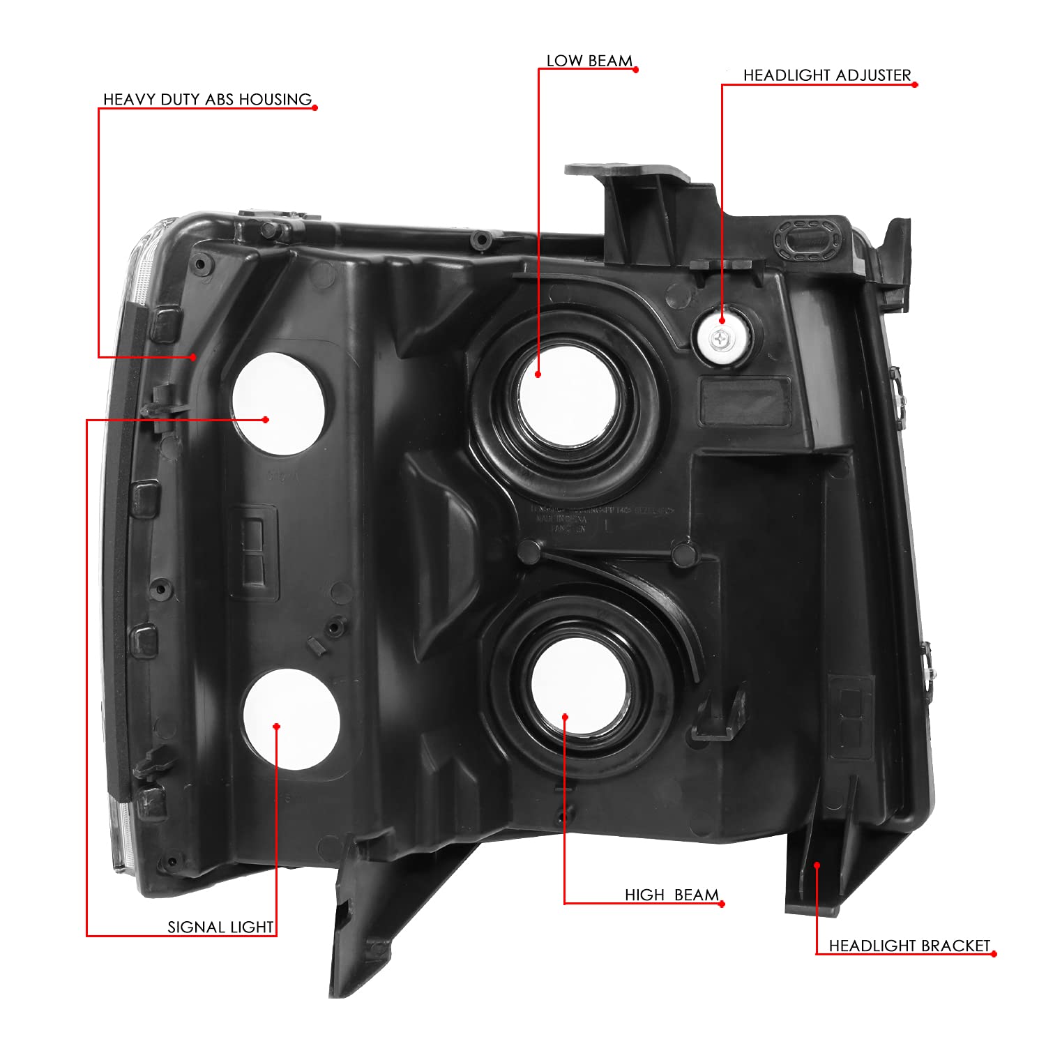 DNA MOTORING Black Housing Headlights for 07-13 Silverado 1500, 07-14 Silverado 2500 HD/3500, Model HL-OH-CSIL07-BK-CL