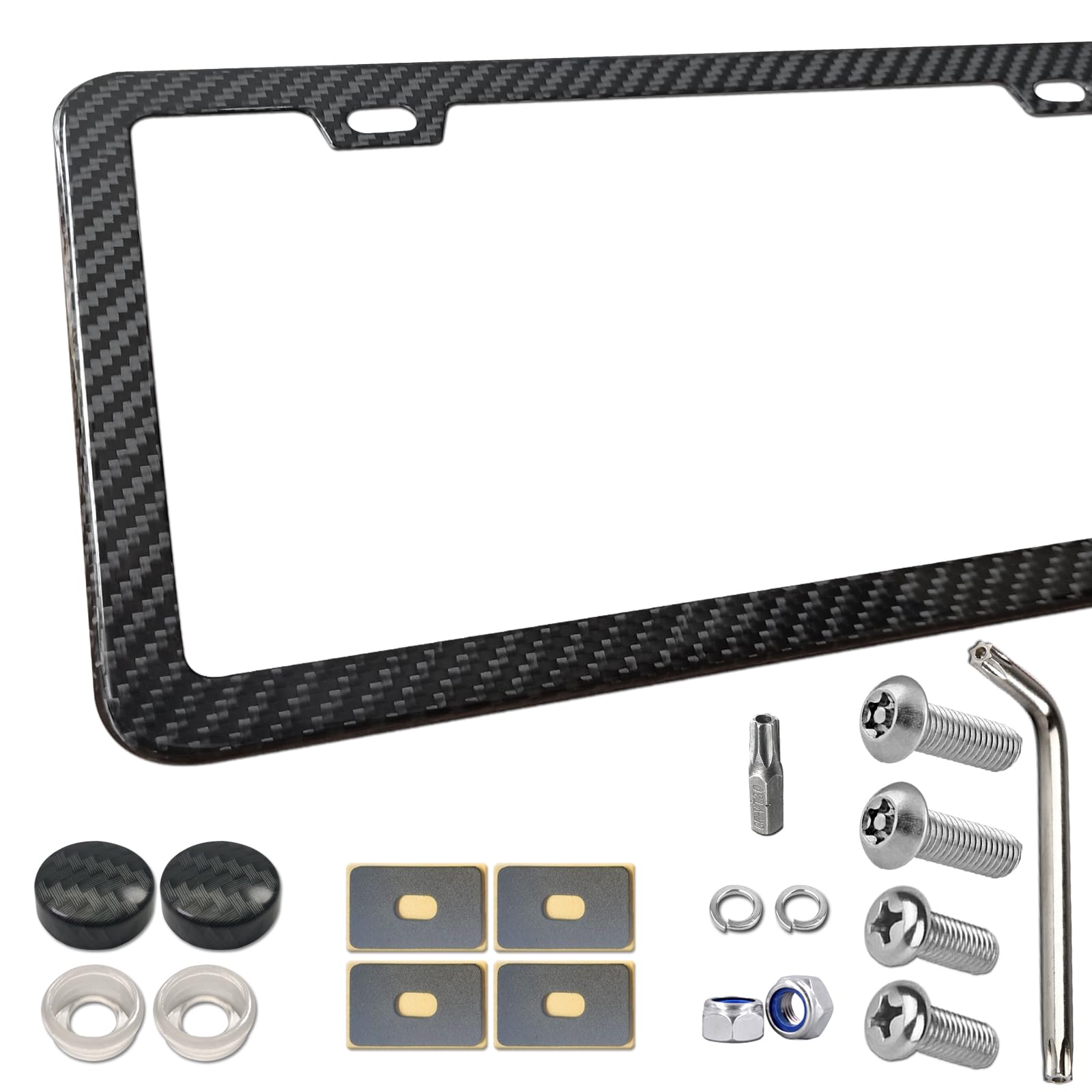 Bggtmo License Plate Frame Carbon Fiber - Stainless Steel License Plate Frames Handmade Covering 100% Real Carbon Fiber | Stainl