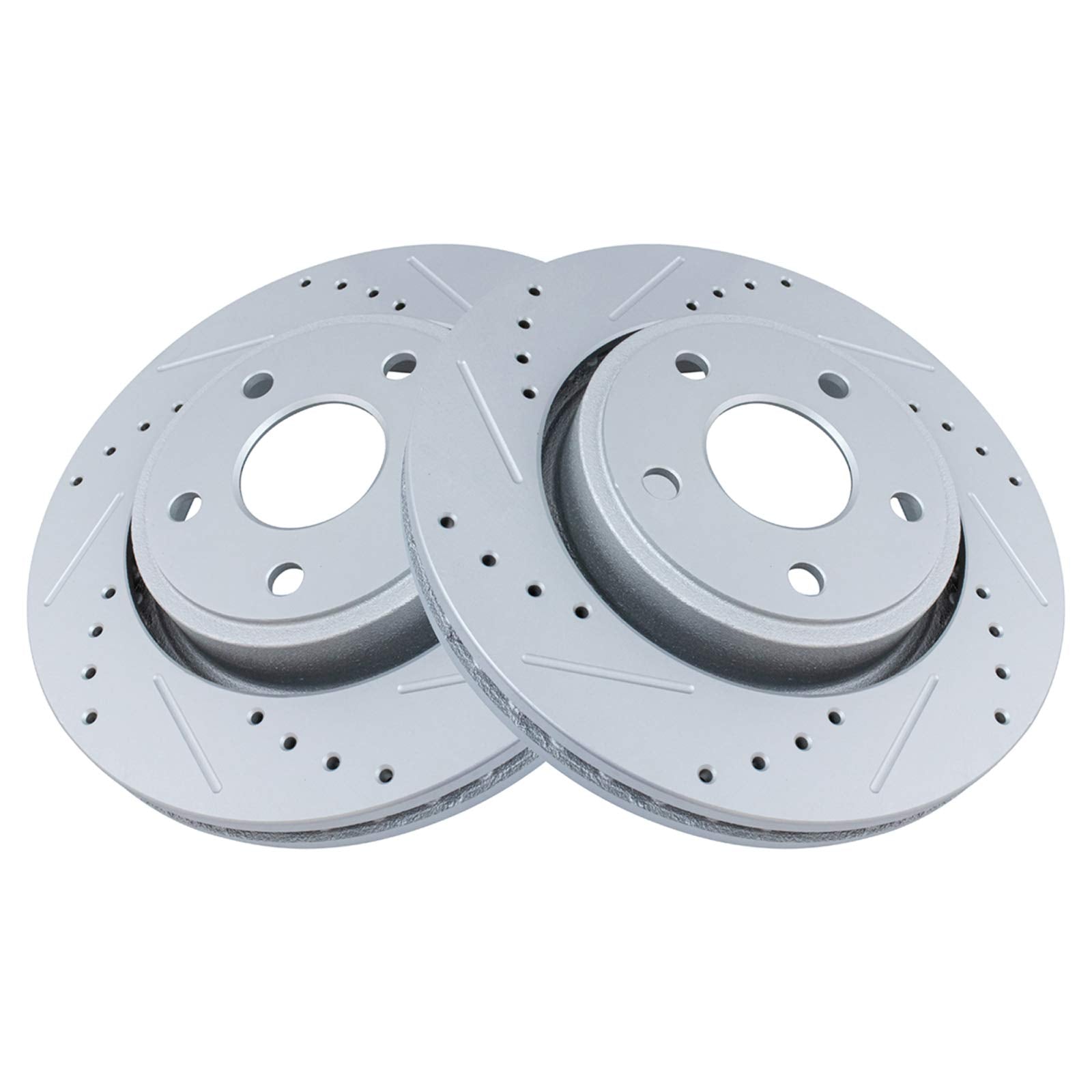 Trq Front Performance Brake Rotors Set Premium G-Coated Cross Drilled & Slotted Compatible With 2006-2010 Jeep Commander 2005-20
