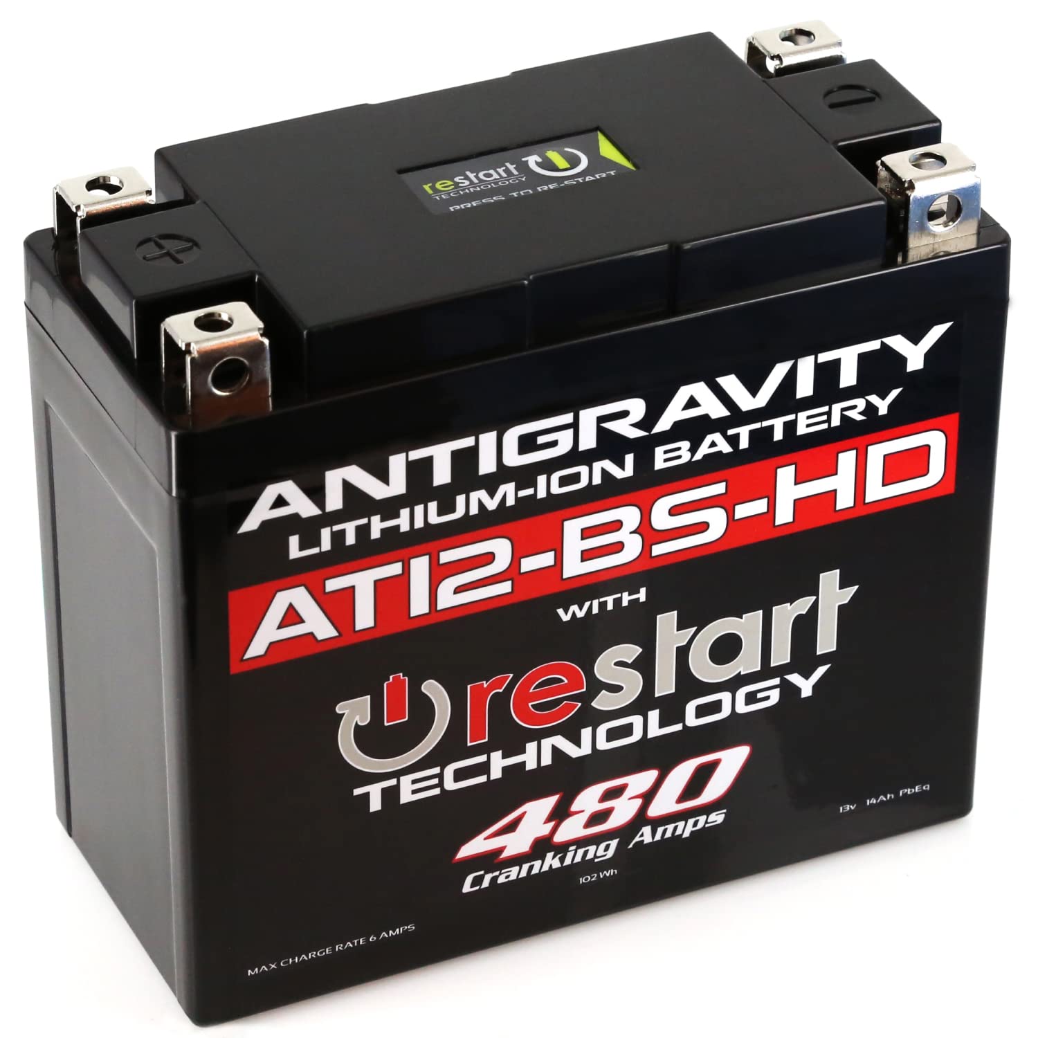 Antigravity AT12-BS-HD Heavy Duty Lithium Motorcycle and Powersport Battery with Built-In Jump Starting 12V 8Ah, ATV, Quad UTV, 
