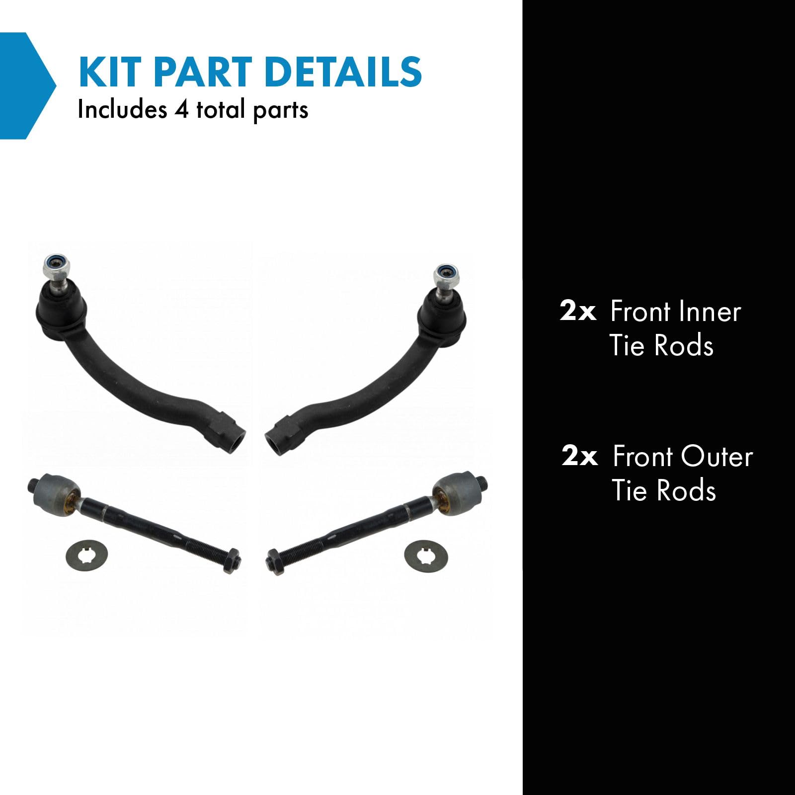 Trq Front Tie Rod Set Compatible With 2007-2013 Acura Mdx