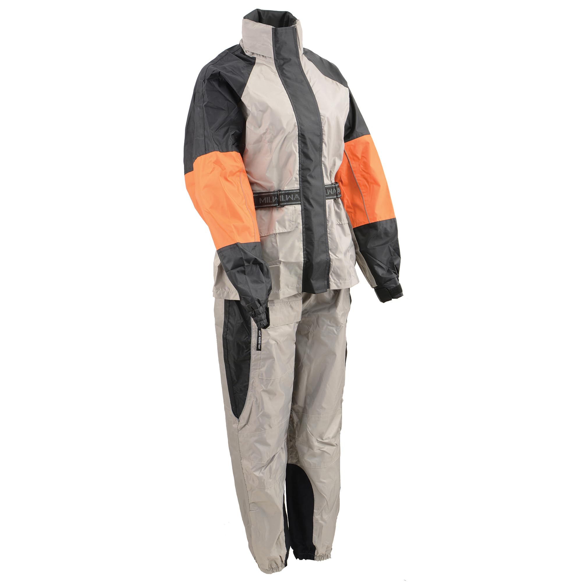 NexGen SH2217 Mens Orange and Silver Oxford Water-Resistant Rain Suit - Small