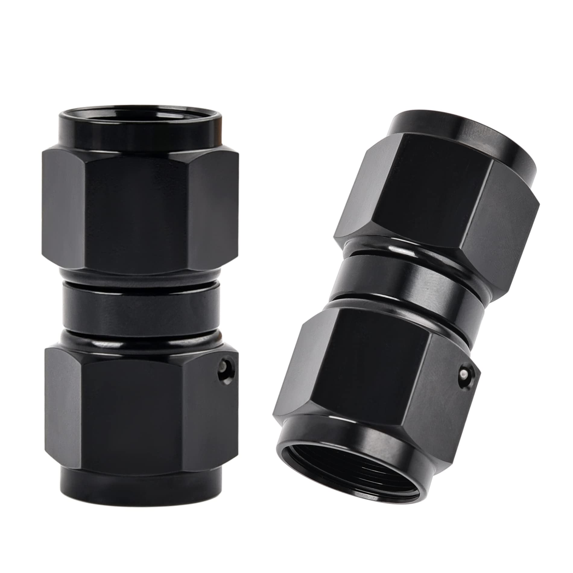 EVIL ENERGY 8AN Female to 8AN Female Straight Swivel Coupler Union Fitting Adapter Aluminum Black 2PCS