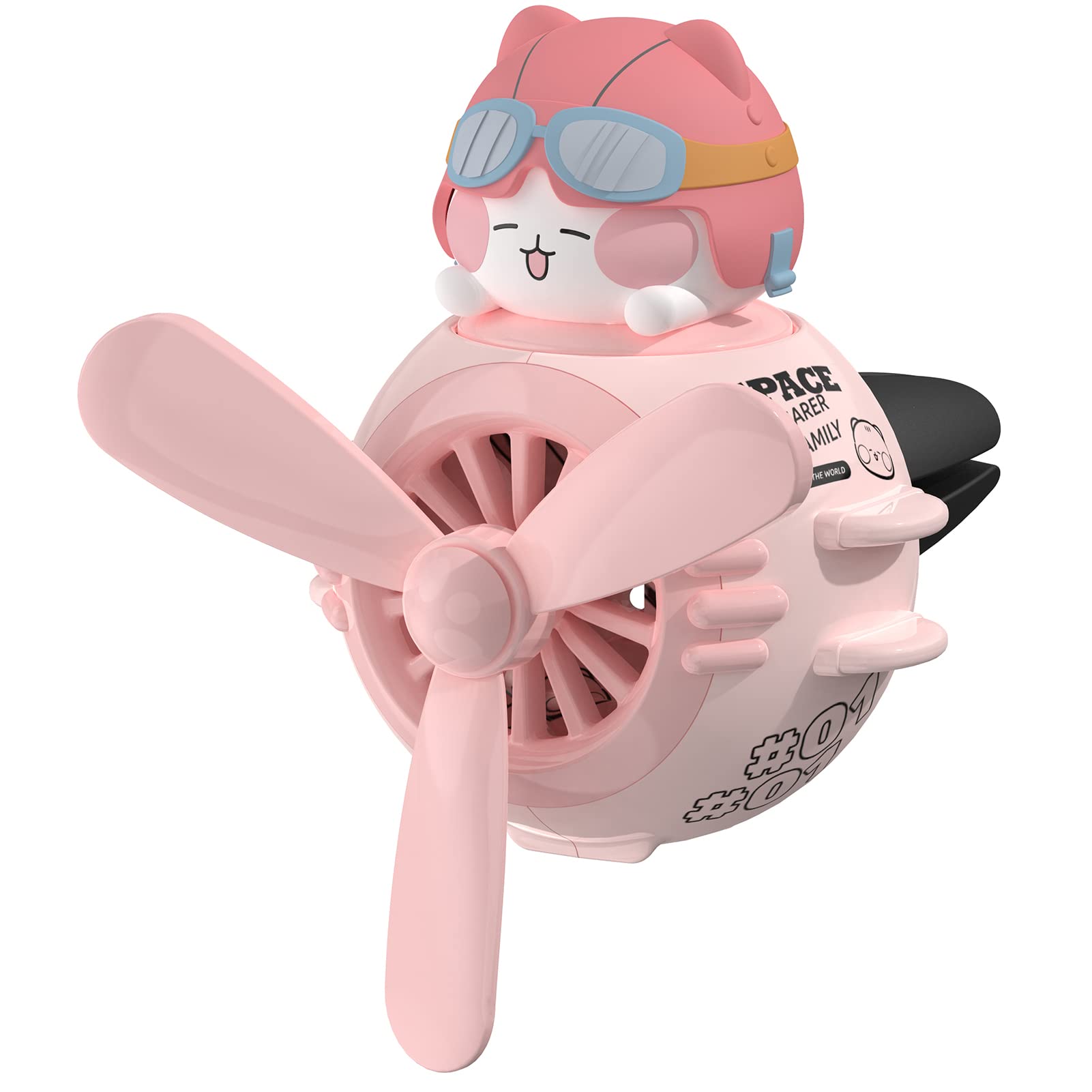 Car Air Fresheners Cute Pilot Cat Car Diffuser Rotating Propeller Cartoon Automotive Air Outlet Fan Creative Car Perfume Decorat