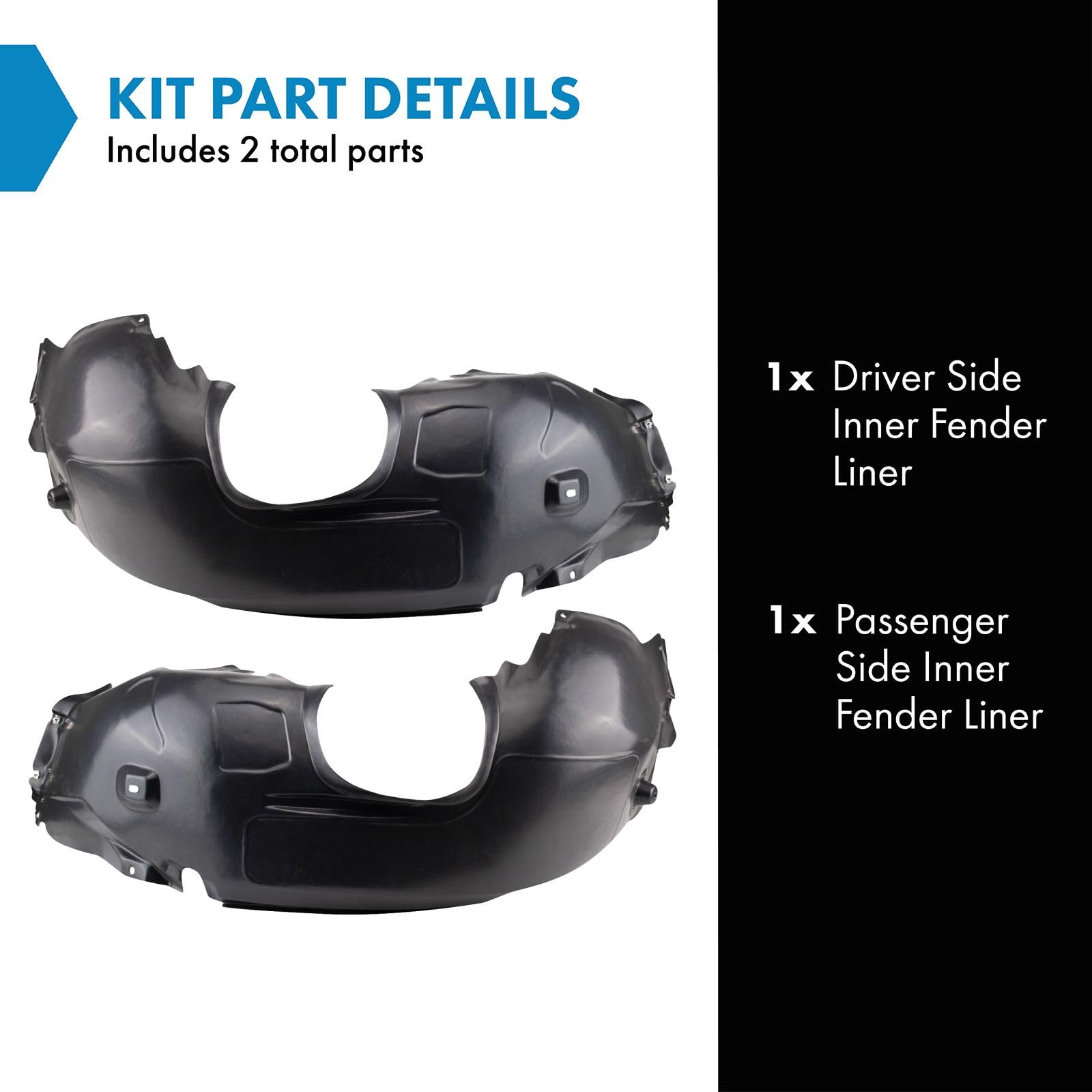 Trq Inner Fender Liner Set Compatible With 2013-2018 Ford C-Max Fo1248157 Fo1249157