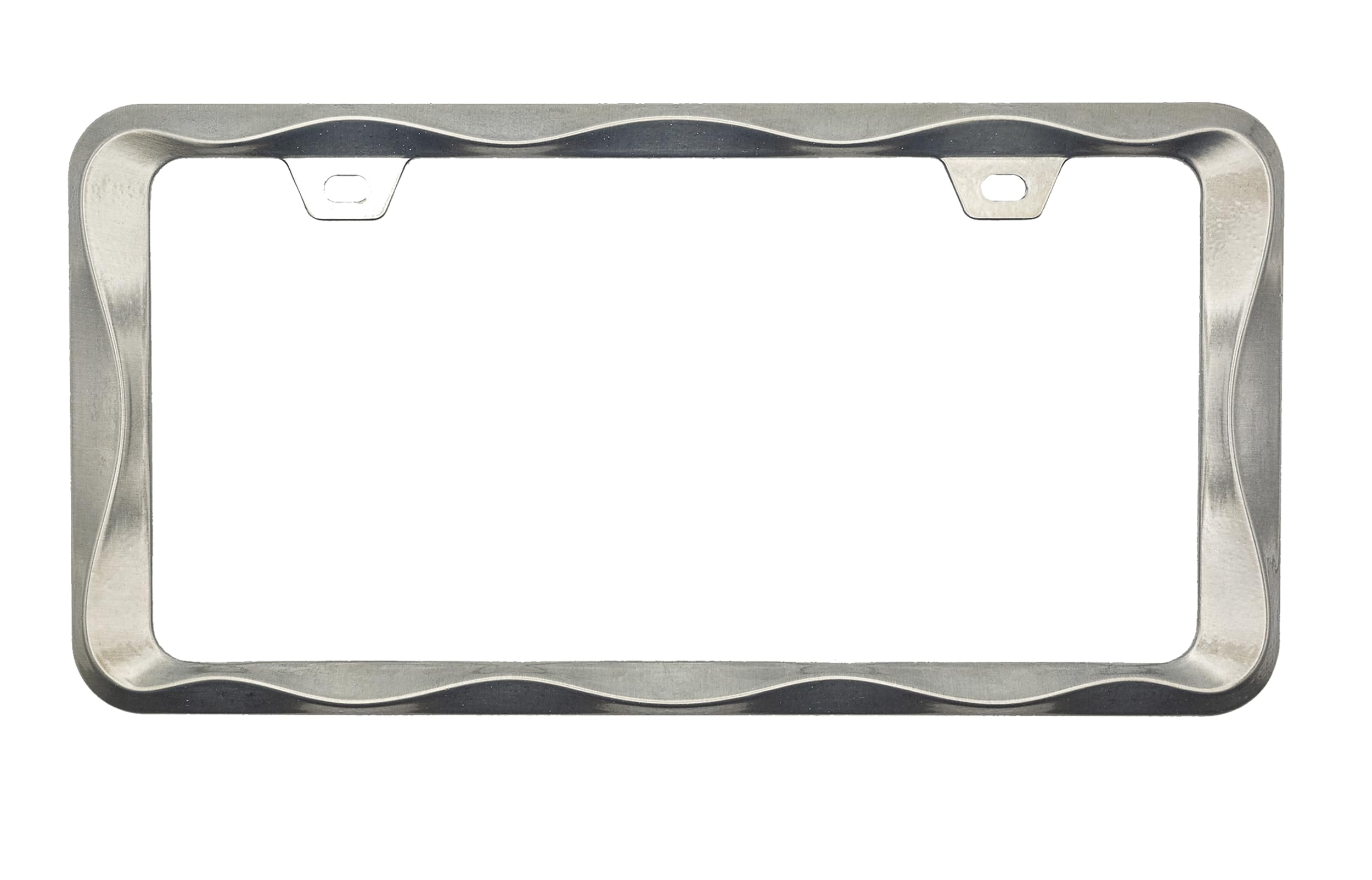 Creathome 3D Curly Wave Pattern Brush Nickel License Plate Frame - Zinc Alloy Metal, Brush Nickel, 1 Size