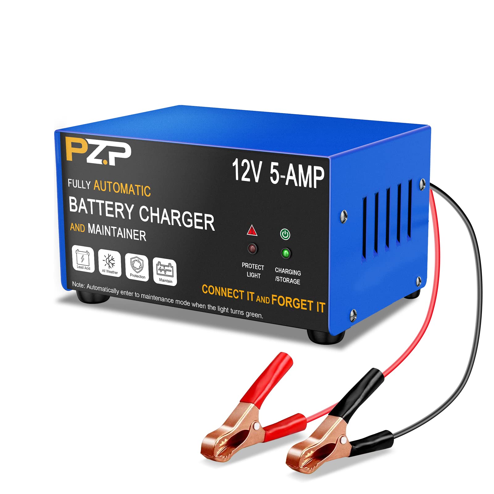Pz.P 12V Smart Car Battery Charger, 5Amp Fully-Automatic Trickle Charger, Battery Desulfator With Auto Repair, 12 Volt Battery M