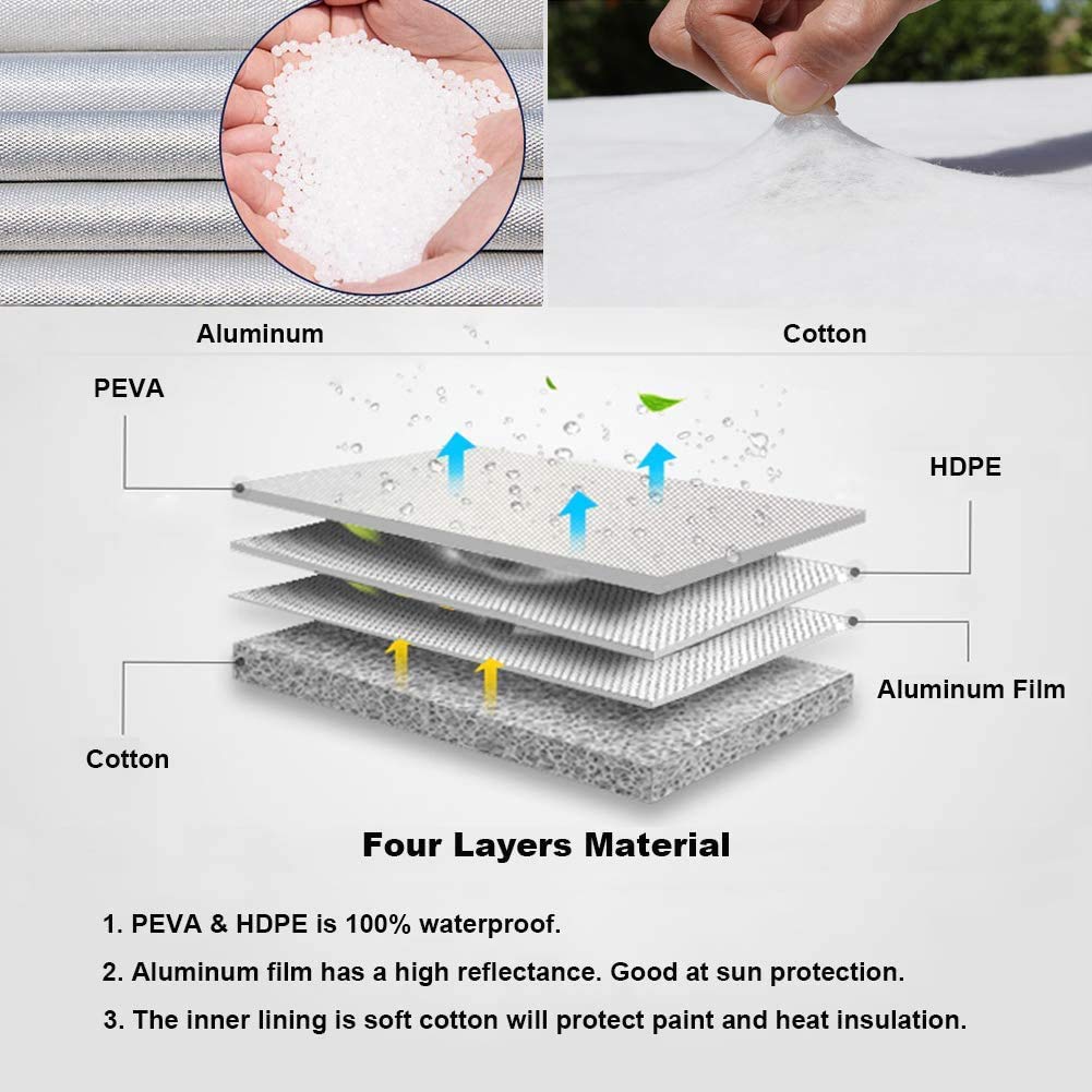 Kayme Four Layers Tire Covers Set Of 4 For Rv Travel Trailer Camper Vinyl Wheel, Sun Rain Snow Protector, Waterproof, Silver, Fi