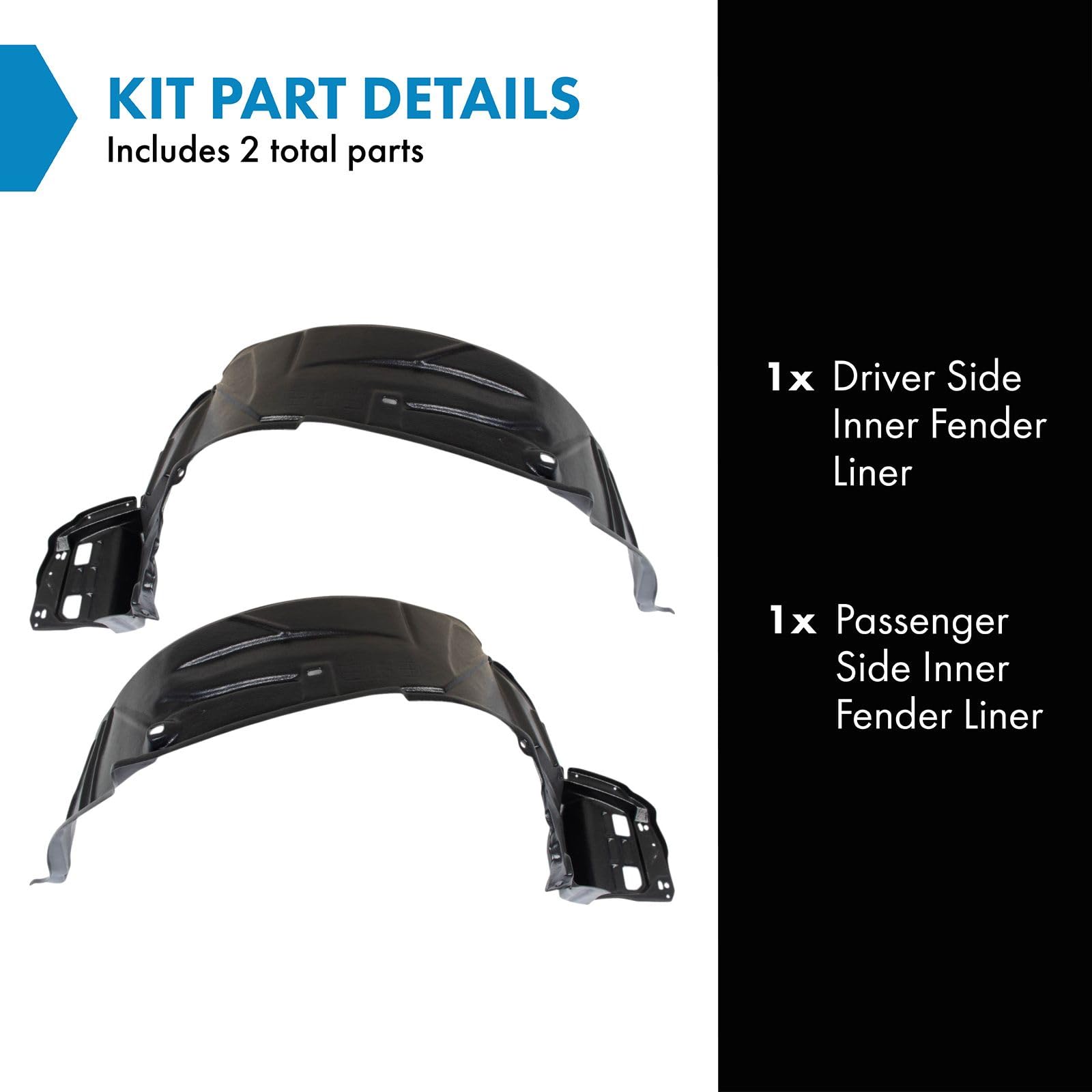 Trq Front Inner Fender Liner Set Compatible With 2017-2021 Mazda Cx-5 Ma1249149 Ma1250116