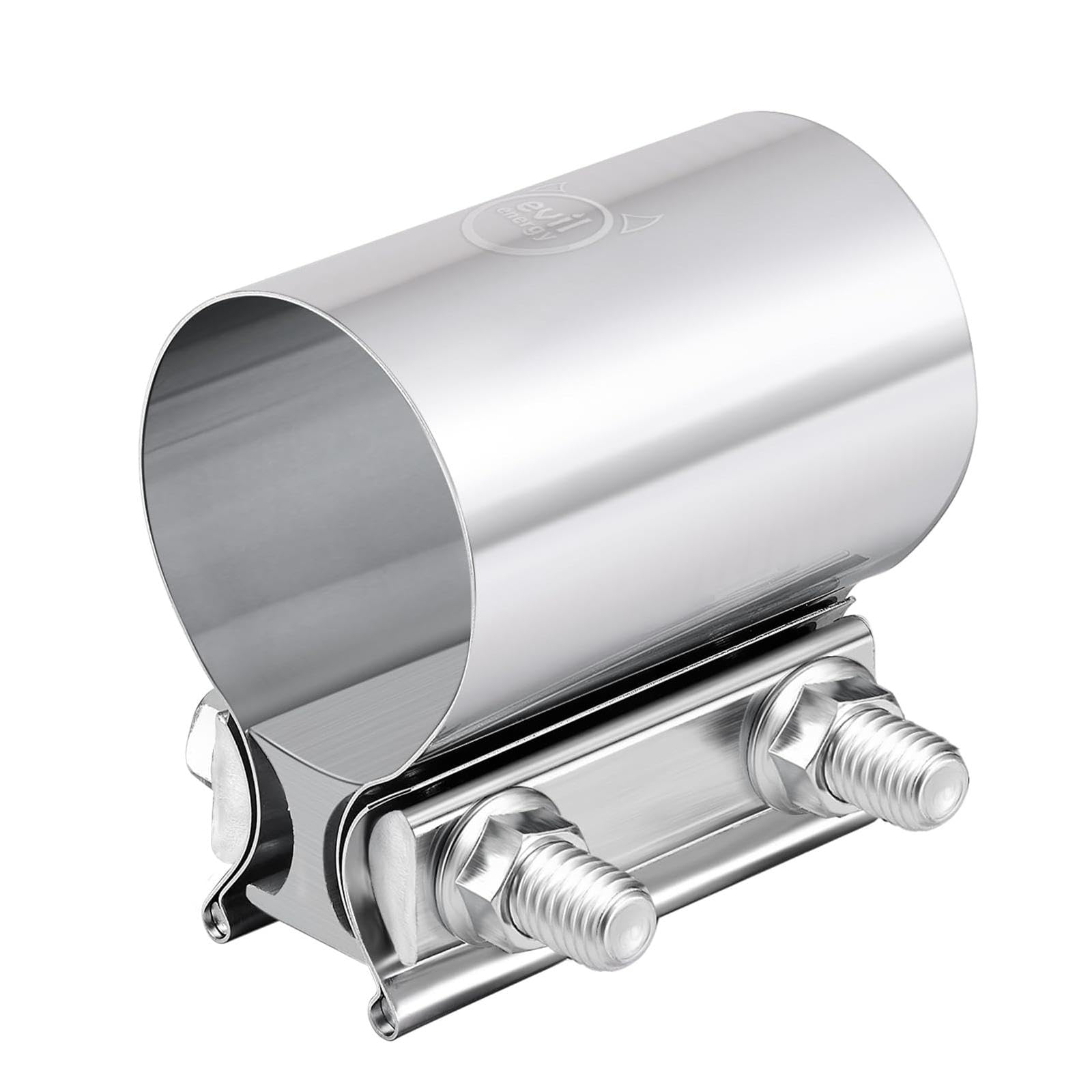 EVIL ENERGY 2.25 Inch Exhaust Clamp,2 1/4  Butt Joint Band Clamp Sleeve Coupler Stainless Steel for Pipes,Mufflers,Catalytic Con