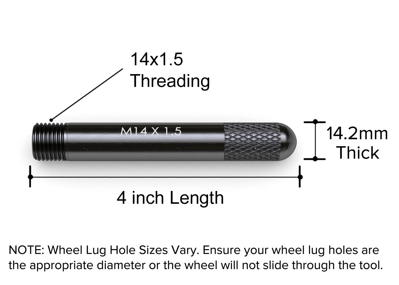 Black Steel Wheel Hanger Alignment Pin Guide Tool - Metric 14x1.5 Threads - Wheel Lug Bolt Automotive Mechanic Tool Compatible w