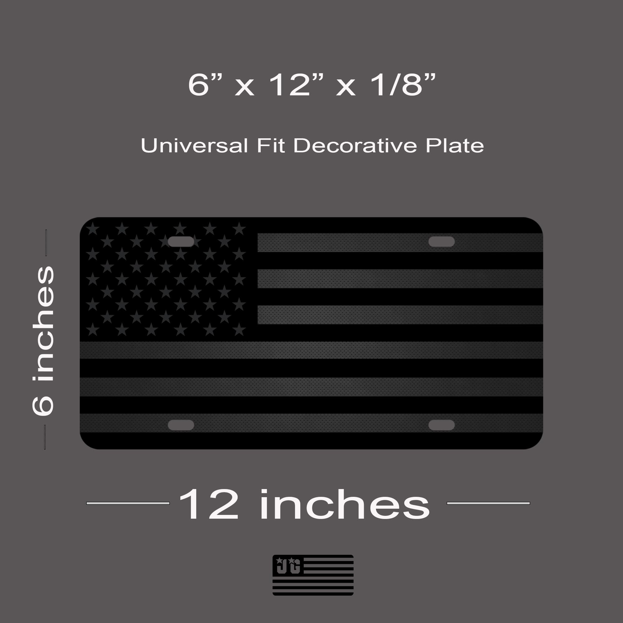 Not Made In China Almost Invisible Hidden American Flag License Plate Matte Black On 1/8'' Black Aluminum Composite Heavy Duty T