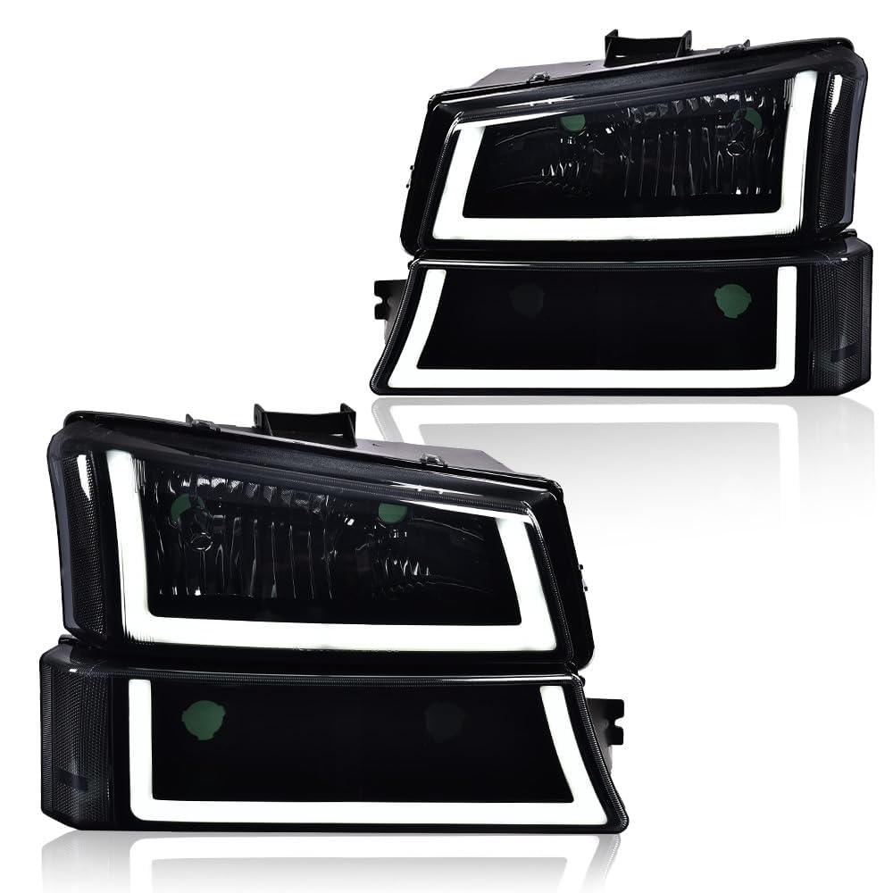 GRAND ORANGE LED DRL Headlight Assembly Fit Chevy Silverado 1500 2500 3500 HD 2003-2006, Fit Chevy Avalanche 1500 2500 03-06 GM2