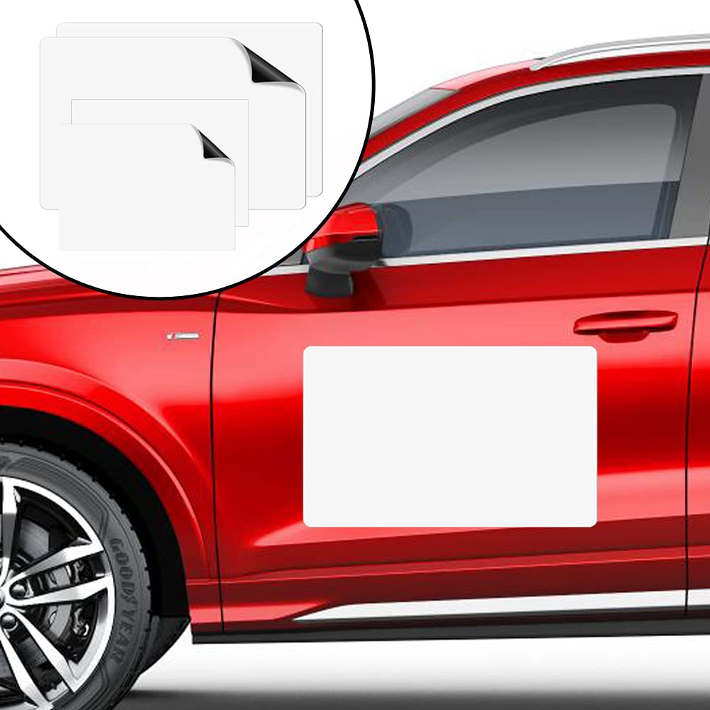 4 Pack Blank Magnetic Car Signs, Rounded Corners Blank Car Magnet Set For Advertise Business, Cover Company Logo (For Hoa), Prev