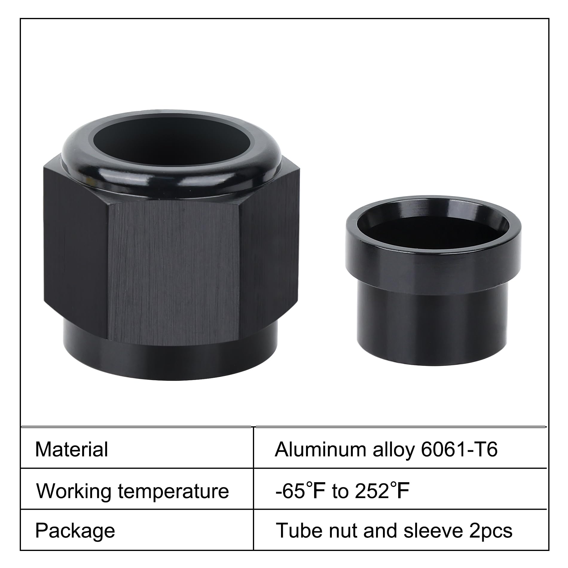Evil Energy 8An Female Hardline Tube Nut & Sleeve Aluminum Fitting For 1/2'' Od Alloy Tubing 2Pcs