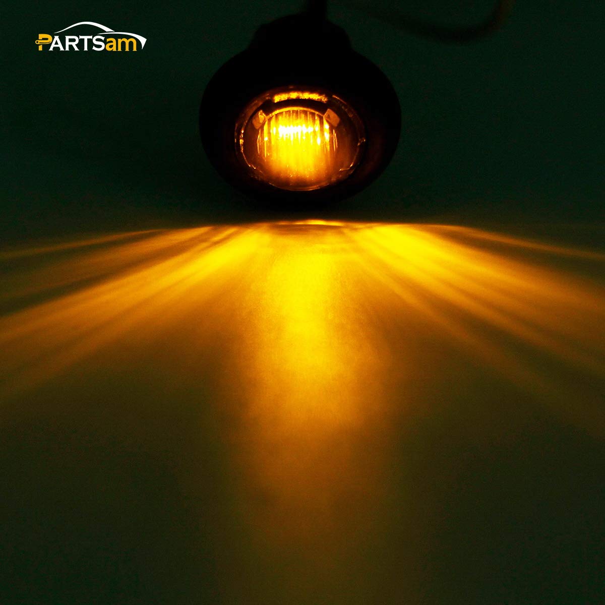 Partsam 2Pcs 3/4 Smoked Amber Led Clearance Light Side Marker Light W/Rubber Grommet, Grill Lights Turn Signals For Truck Trailer Pickups Rv, 12V, Flush Mount