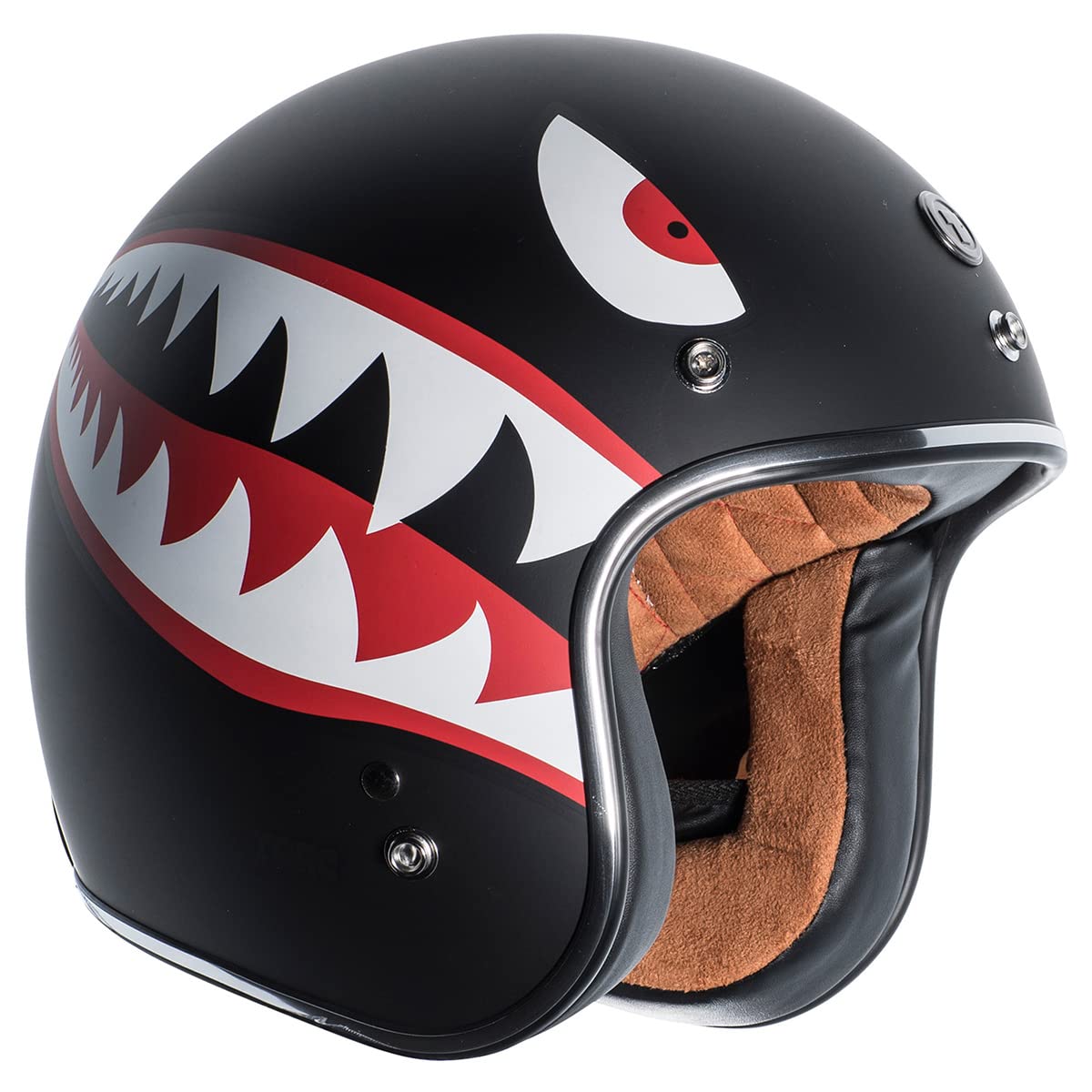 Torc T50 Route 66 3/4 Helmet With 'Flying Tiger' Graphic (Flat Black, X-Small)