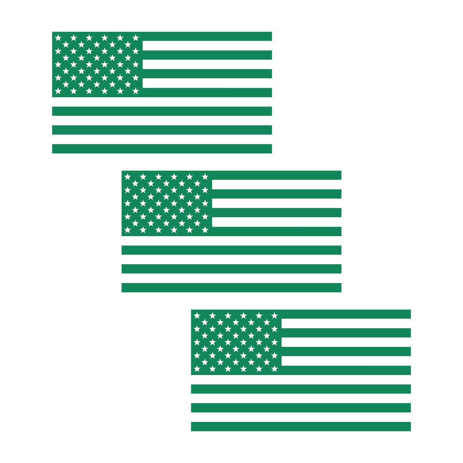 American Us Flag [Pick Color/Size] Vinyl Decal Sticker For Laptop/Car/Truck/Window/Bumper (7.5In X 4.2In [3-Pack], Matte Green)