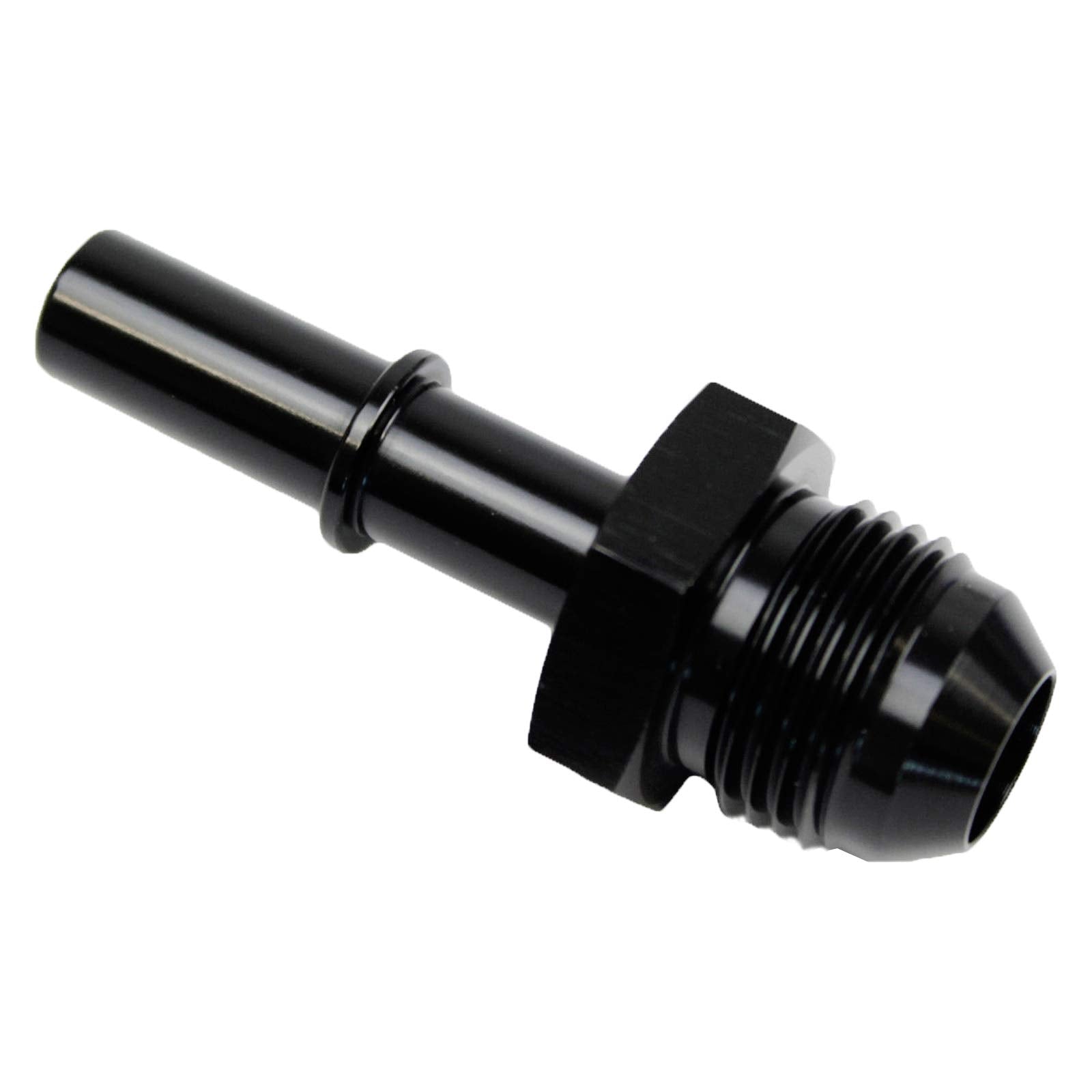 6An Flare To 3/8 Sae Quick-Disconnect Male Push-On Efi Fuel Hose Line Fitting Adapter, 6 An Male To 3/8 Inch Aluminum Black Anodized