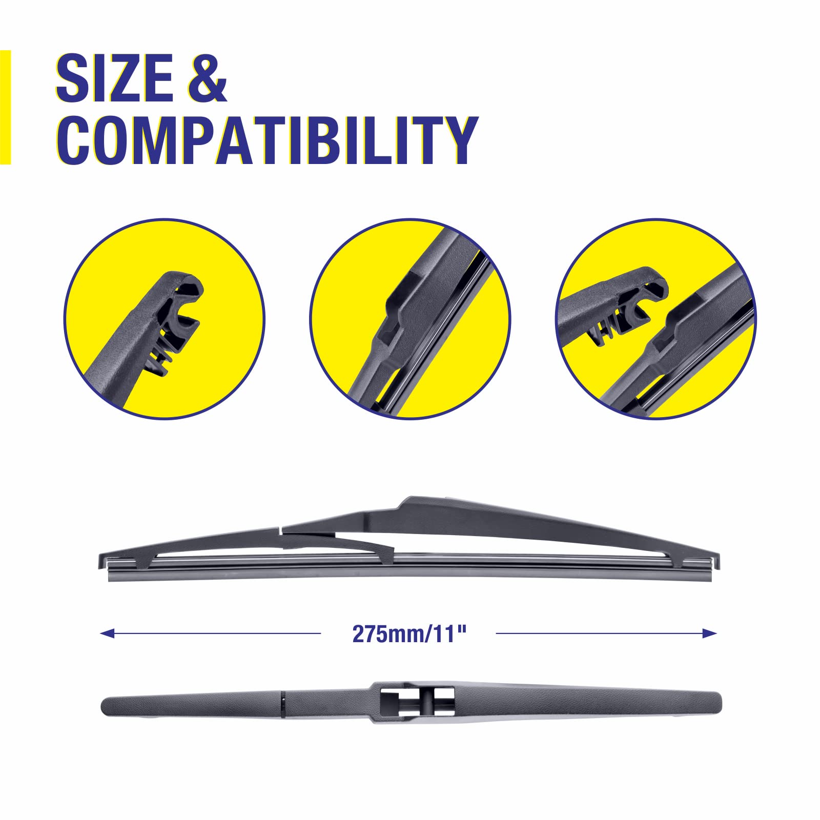 5 Plus Rear Wiper Blade 11 Inch(11-A Pack Of 2), Replacement For Jeep Grand Cherokee 22-14 /Kia Rio 22-12 Sorento 15-10 Soul 22-