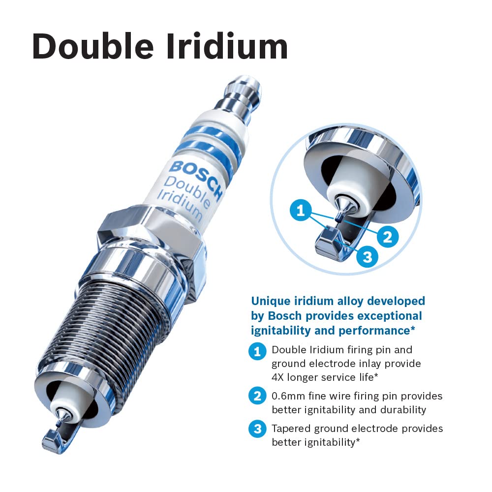 BOSCH 9659 OE Fine Wire Double Iridium Spark Plug - Pack of 4