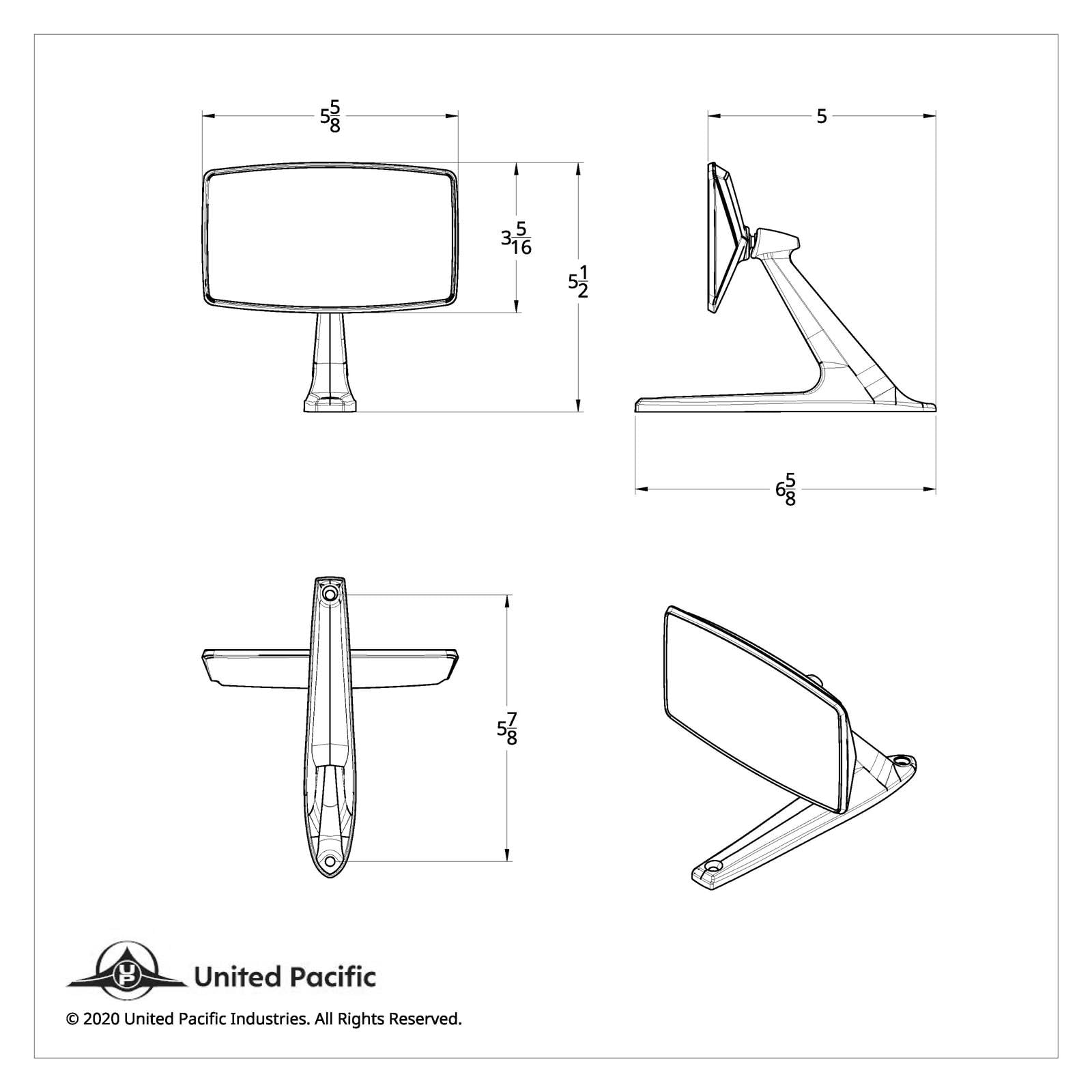 United Pacific F676804 Chrome Diecast Exterior Mirror W/Hidden Led Turn Signal For 1967-68 Ford Mustang – Convex Mirror – Right-Hand Side – One Unit