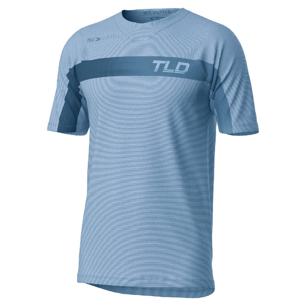 Troy Lee Designs Cycling MTB Bicycle Mountain Bike Jersey Shirt for Men, Skyline SS (Jet Fuel Ice Blue/Red, S)