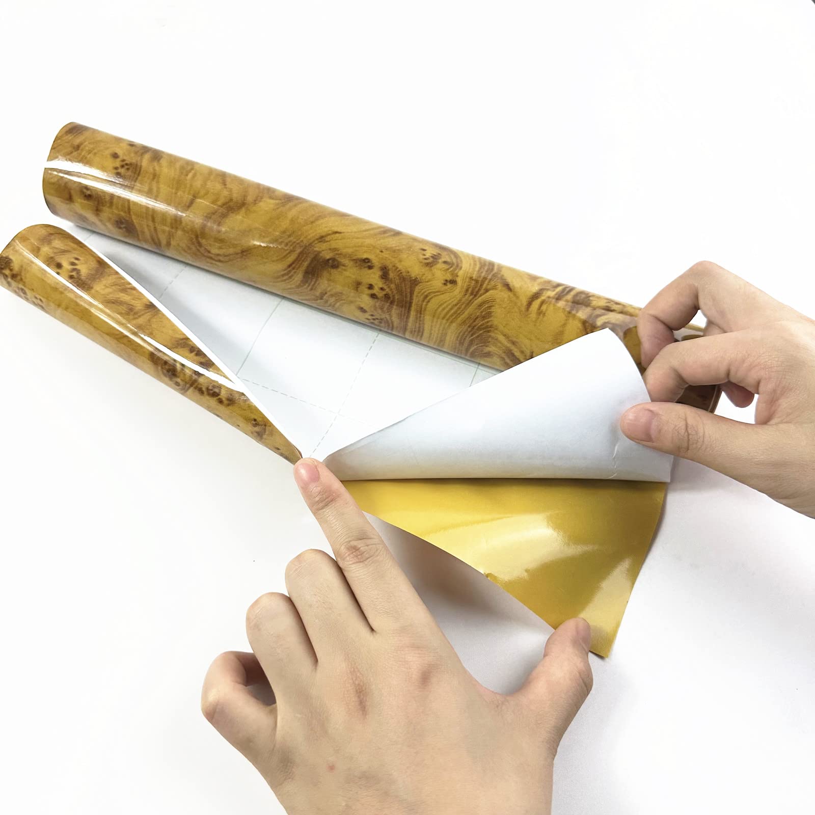 Moyishi Wood Grain Vinyl Sticker Decal Roll Car Interior Home Office Furniture DIY Film Wrap 30cmx100cm (Yellow)