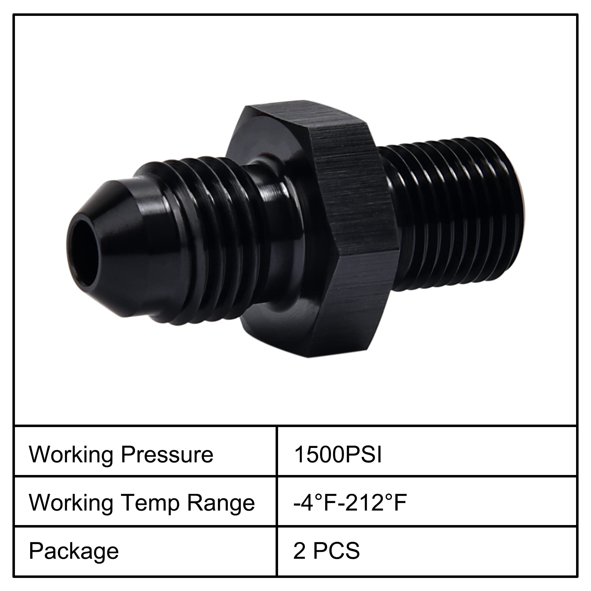 Evil Energy 4An Male Flare To M10 X 1.0Mm Male Metric Fitting Adapter Aluminium Alloy 2Pcs
