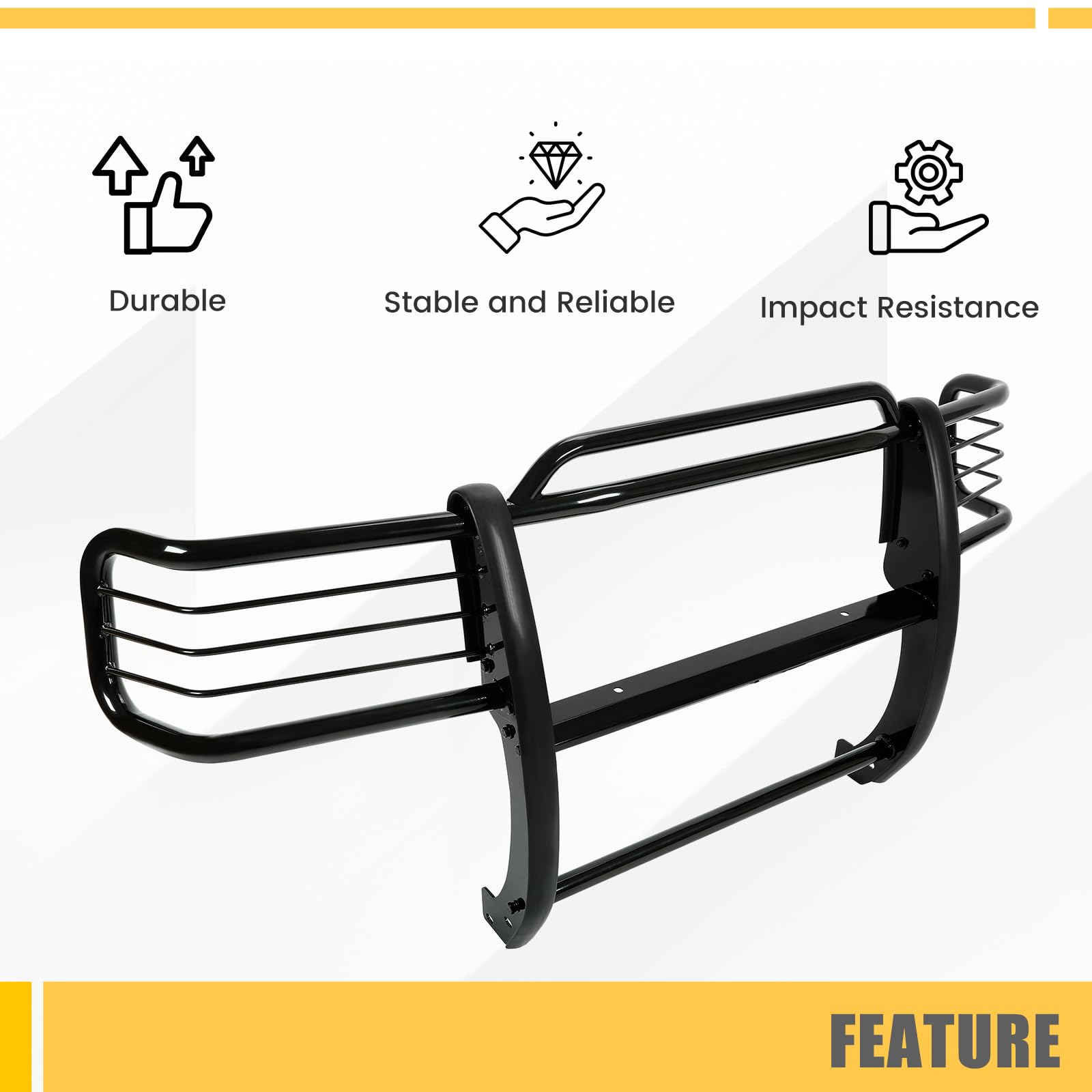 KUAFU Brush Guard for 2001-2012 Ford Ranger & Mazda B-Series, Steel, Black, Model GO-1455, Skid Plate Bull Bar, Grill Protector